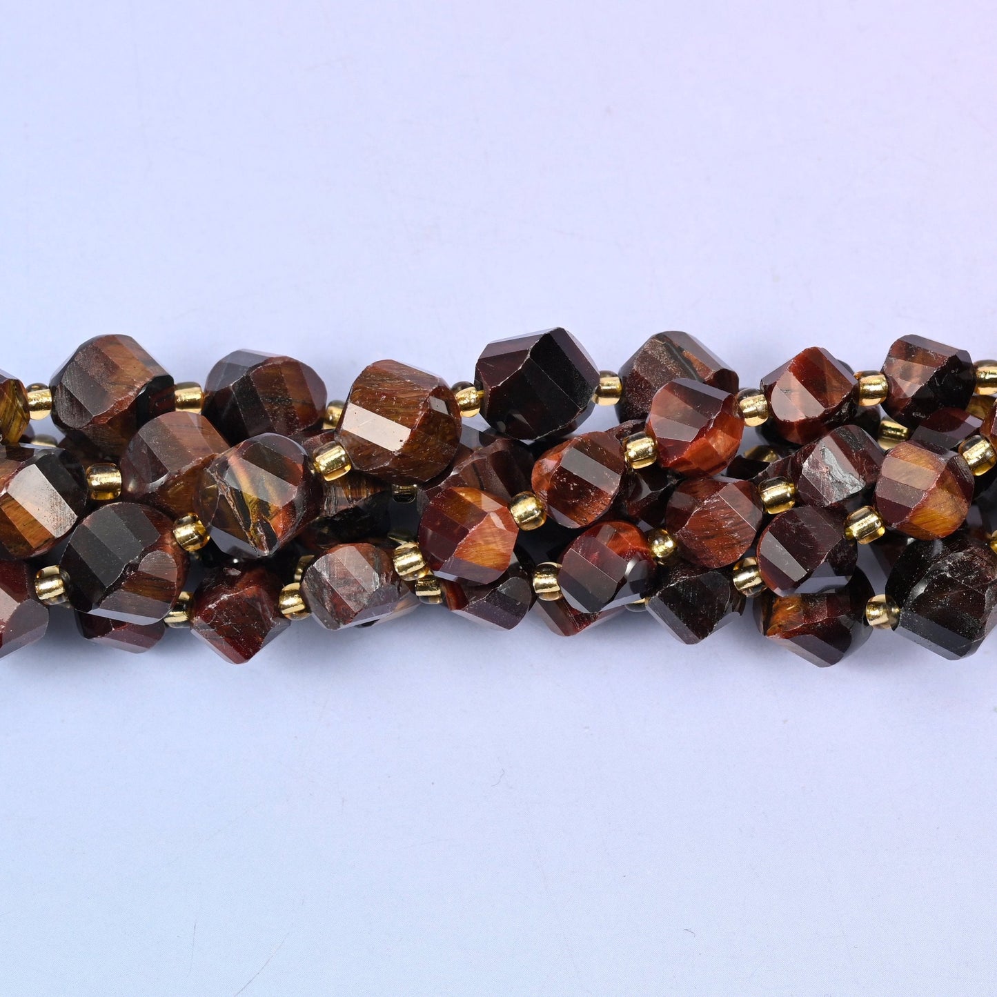 Red Tiger Eye Faceted Spiral Twist Beads, 8mm approximately 38 beads / 10mm approximately 31 beads