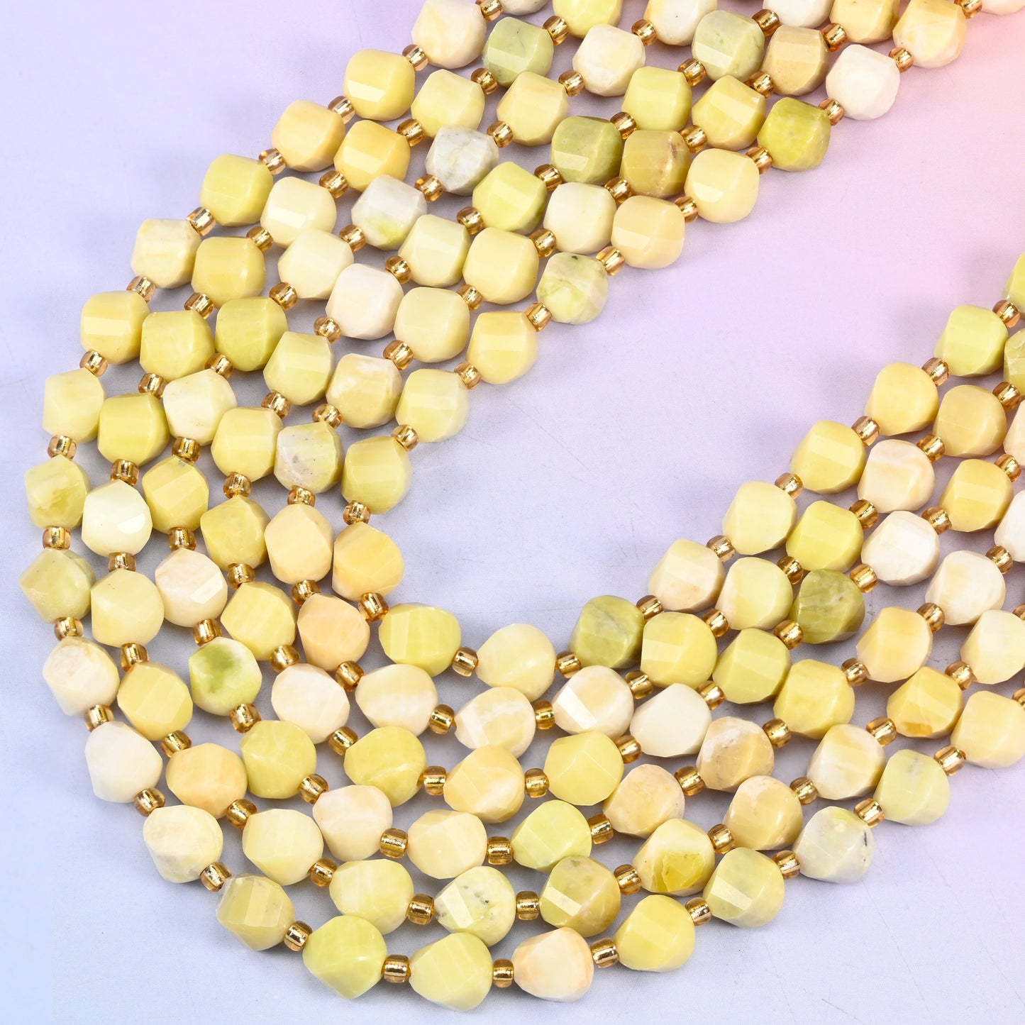 8mm lemon jade faceted spiral twist beads for bracelets, necklaces and earrings