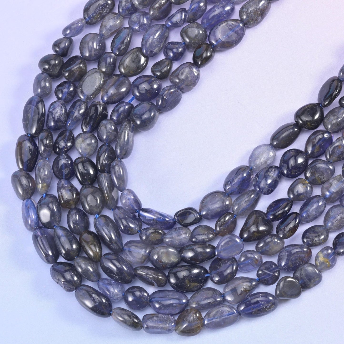 Pebble nugget cut iolite beads
