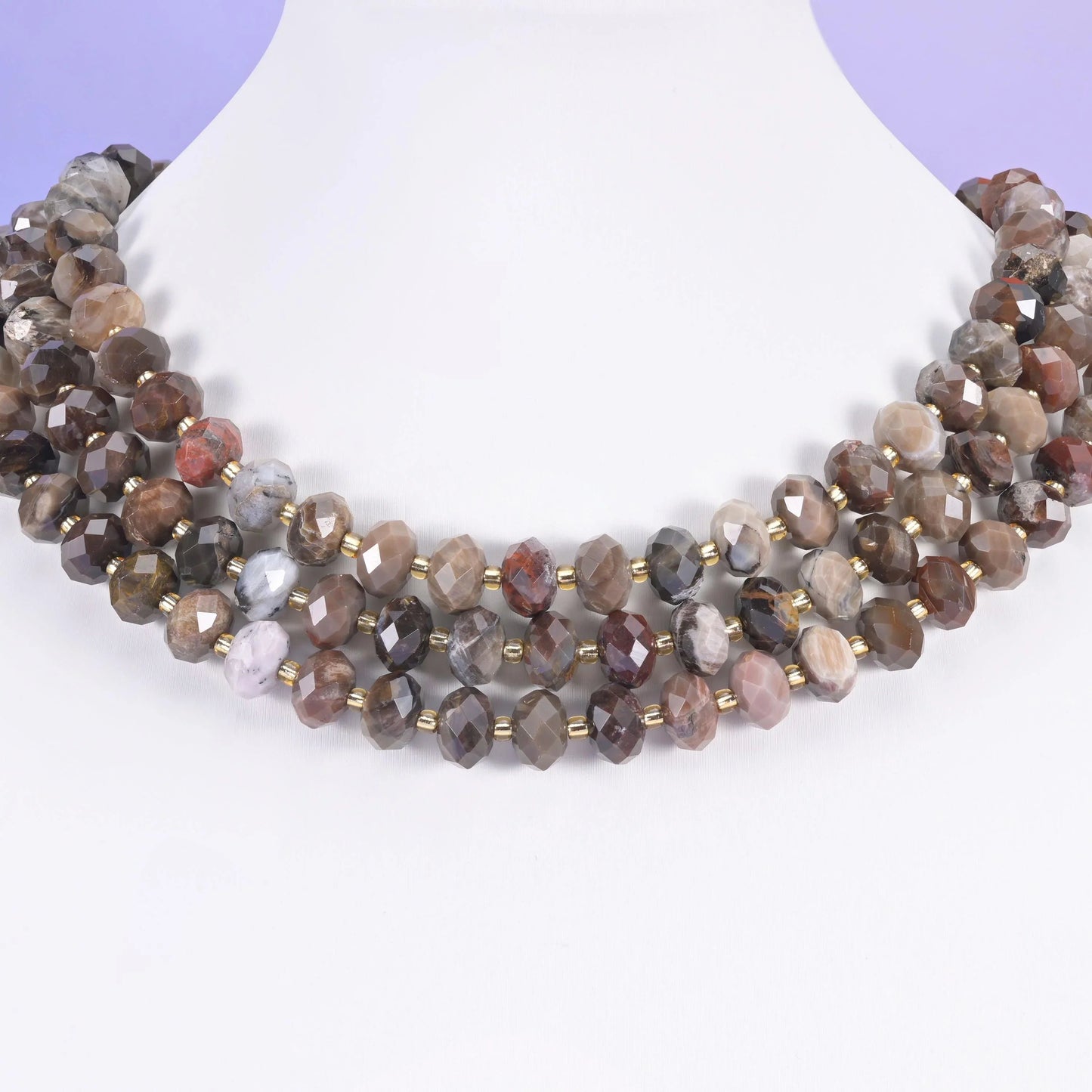 Petrified Wood beads, faceted rondelle, 6 x 10mm
