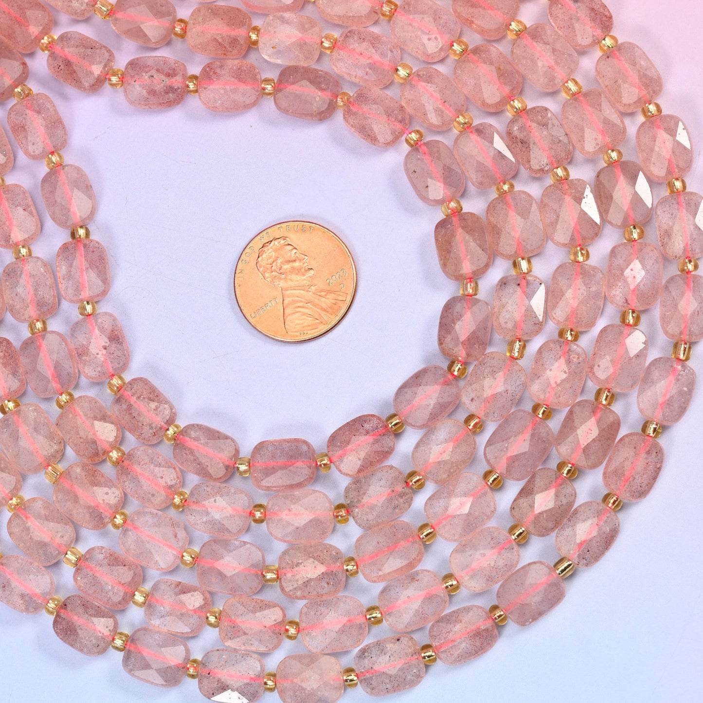 Strawberry Quartz Faceted Rectangular Beads: Size 10x8mm Jewelry Making