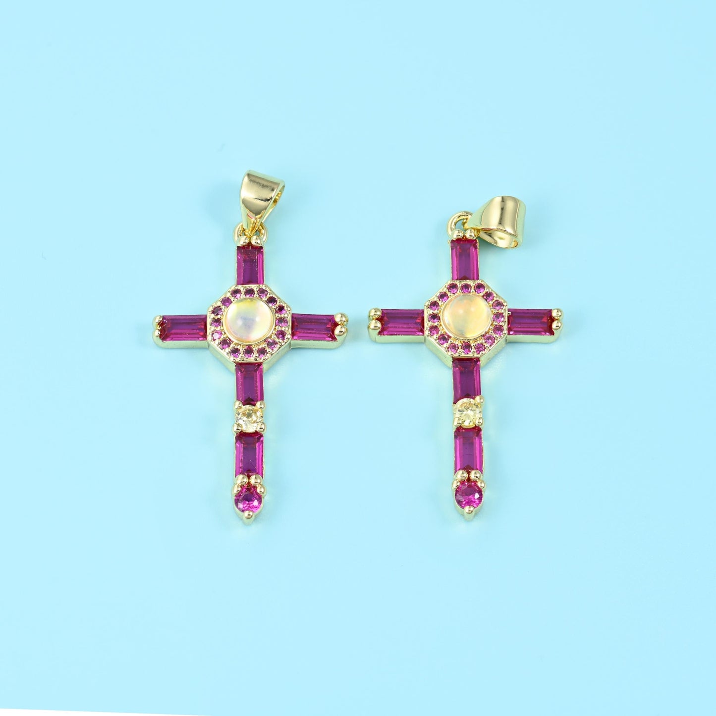 18K Gold Filled Cross Zircon Pendants for DIY Jewelry Making Supply