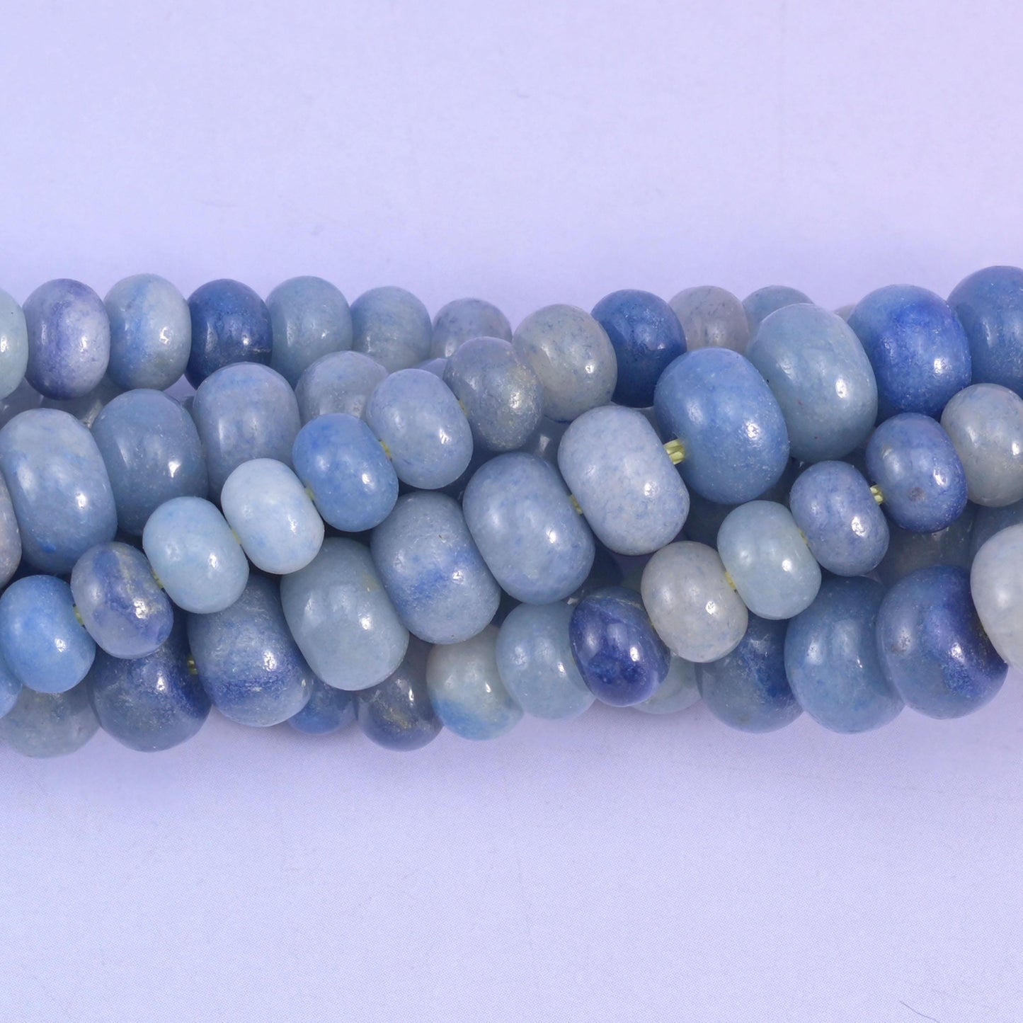 Smooth rondelle cut blue aventurine beads