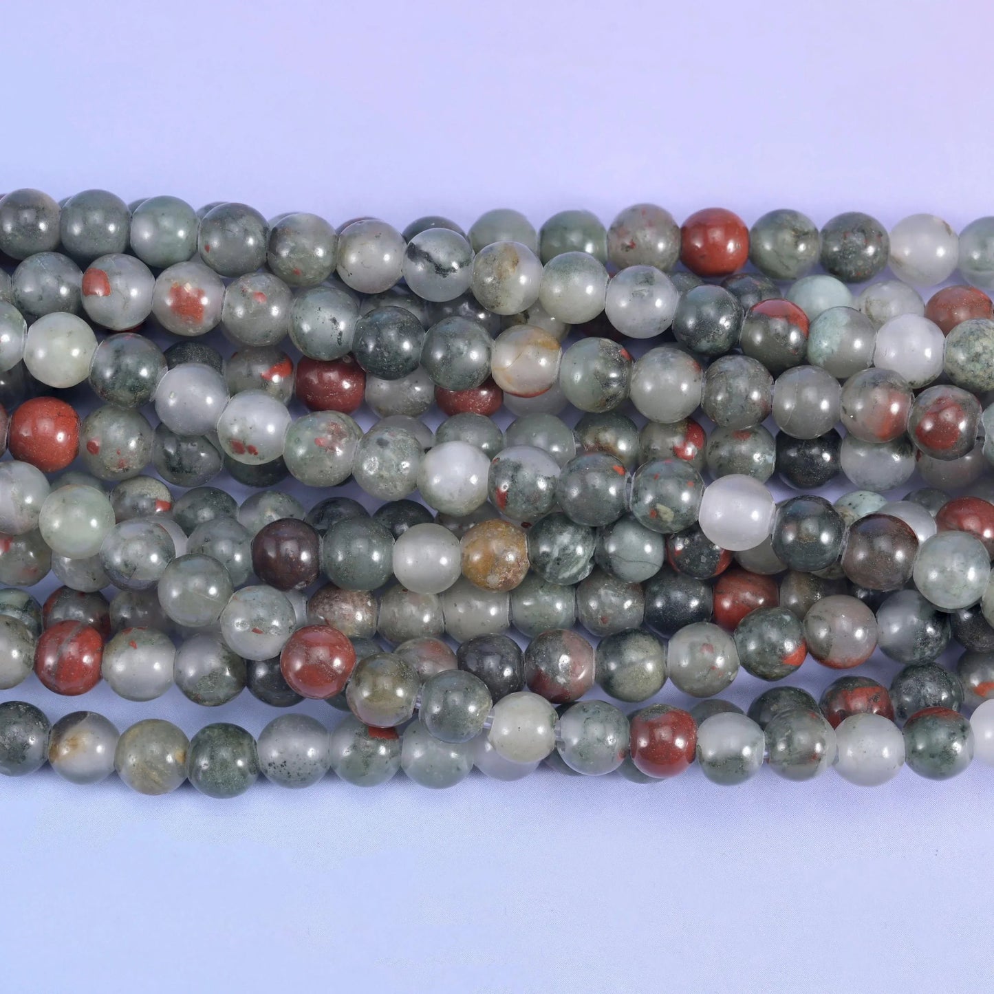 African Bloodstone Large Hole Round Beads 6mm 8mm 10mm, 8 inch half strand