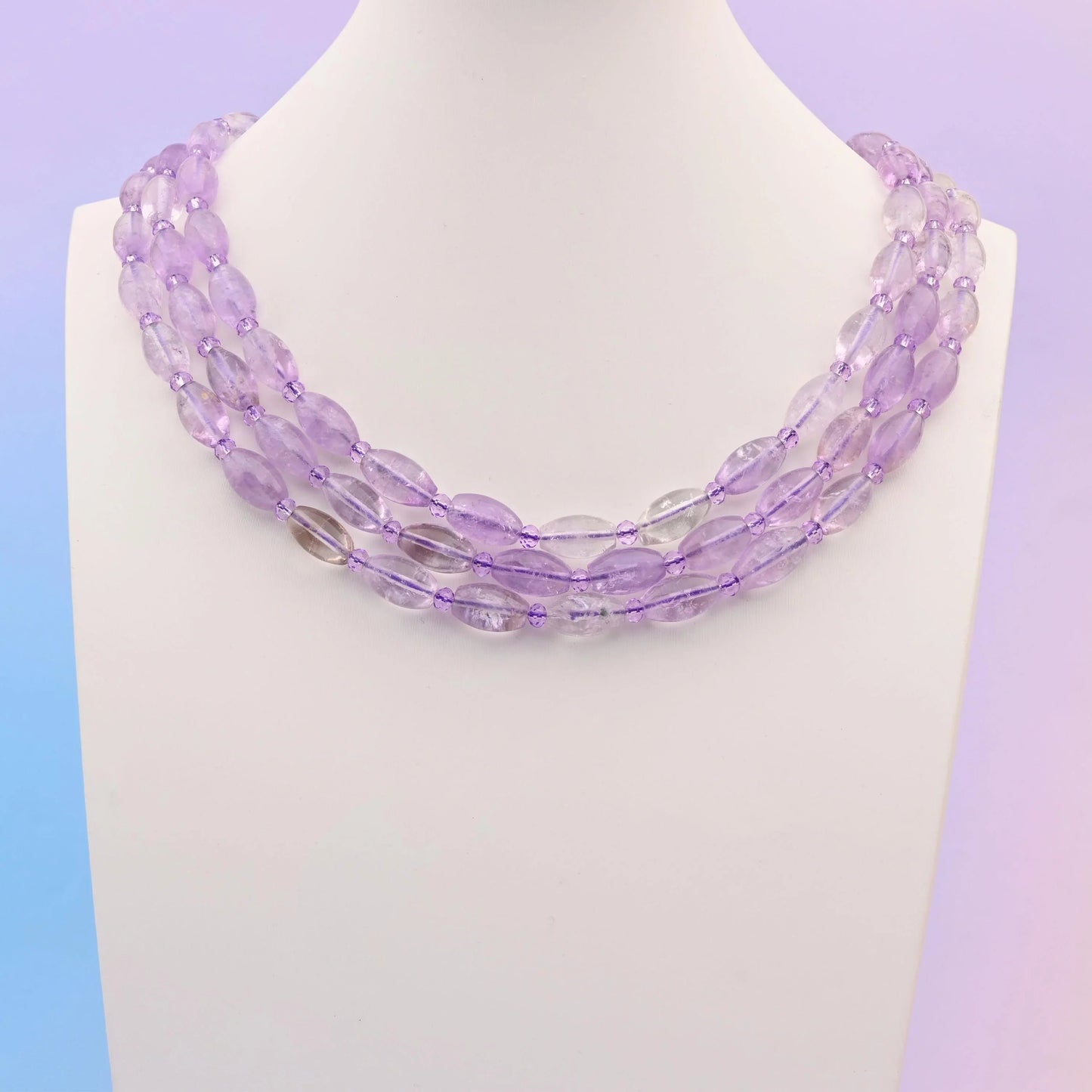 Lavender amethyst beads, smooth barrel shape, 13x8mm