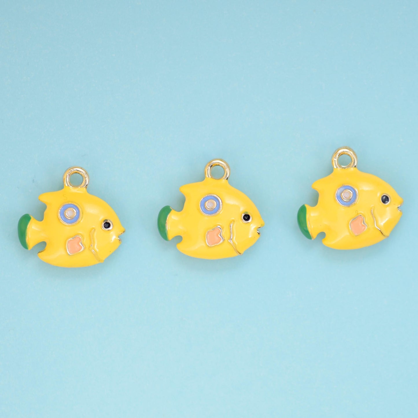 Tropical fish cut brass, 18k gold filled, beads
