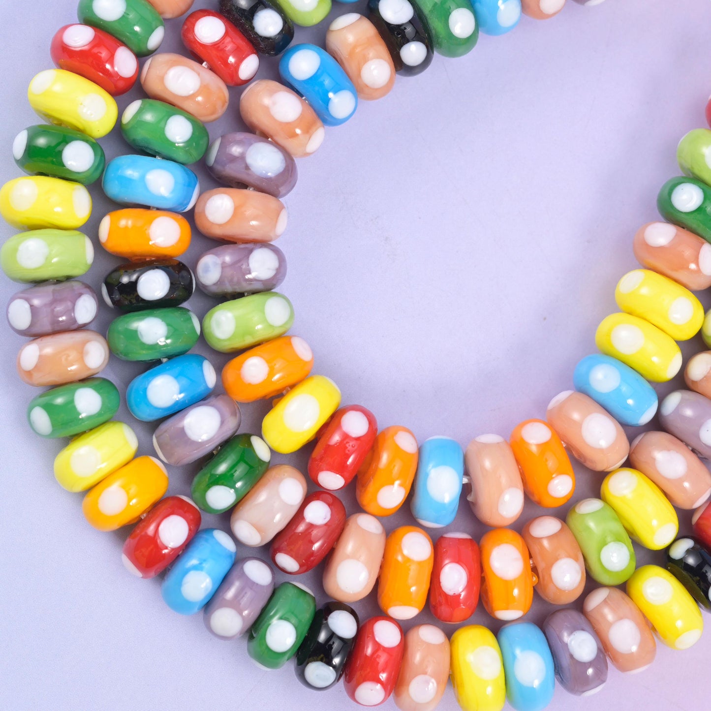 Multi-Color Donut Glass Beads, 40 beads per strand