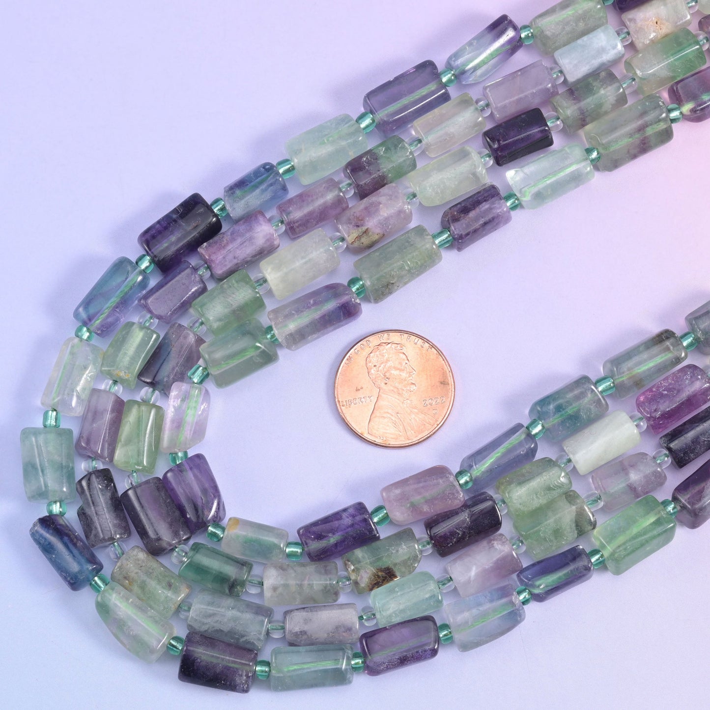 Multi-Color Fluorite faceted tube beads, 15.5 inch strand.
