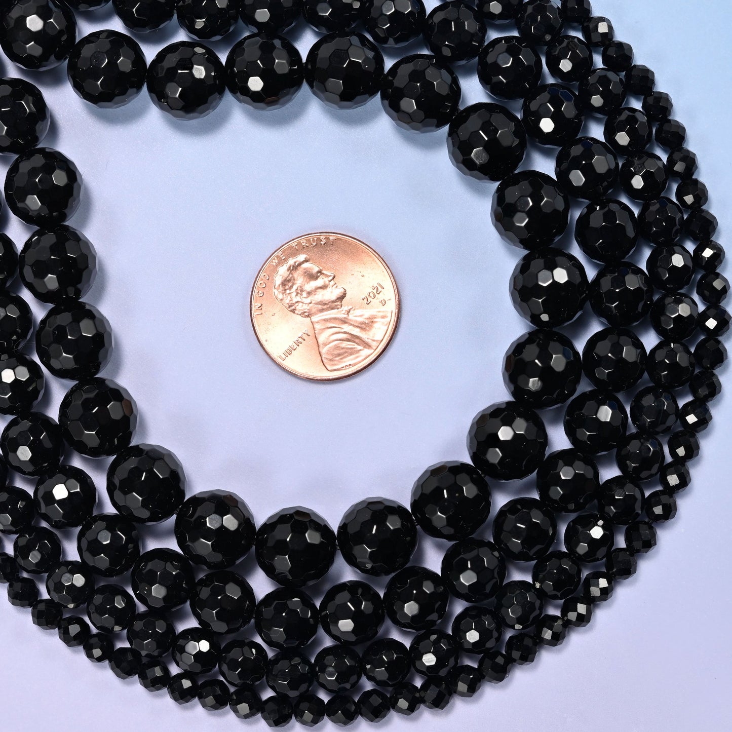 Black Onyx Faceted Round Beads: Jewelry Making, 15 Inch Strand