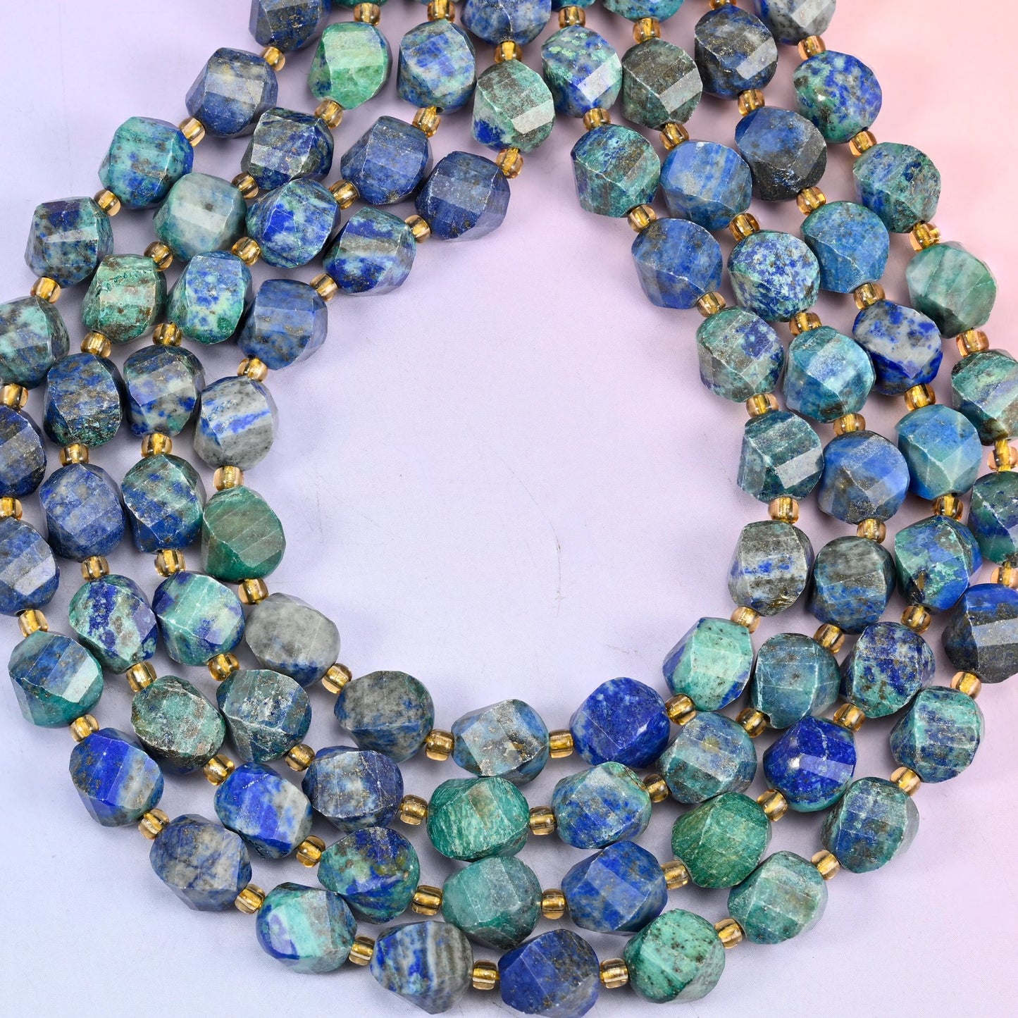 Phoenix Lapis lapis lazuli beads, 15 inch strand of approximately 31 beads, centre drilled 1.2mm hole