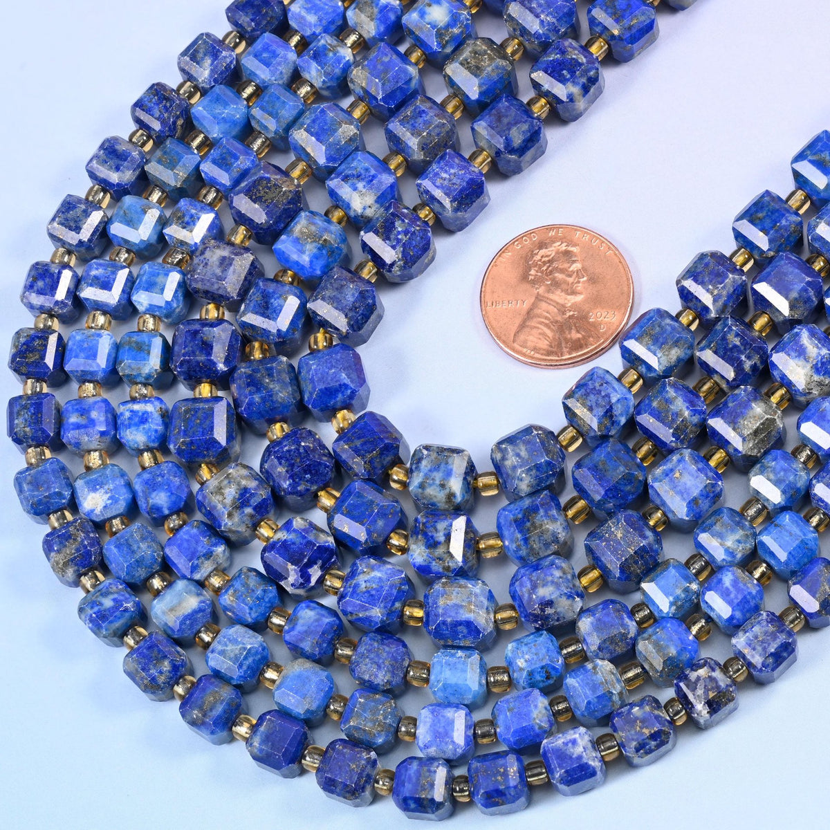 Faceted cube cut Lapis Lazuli beads