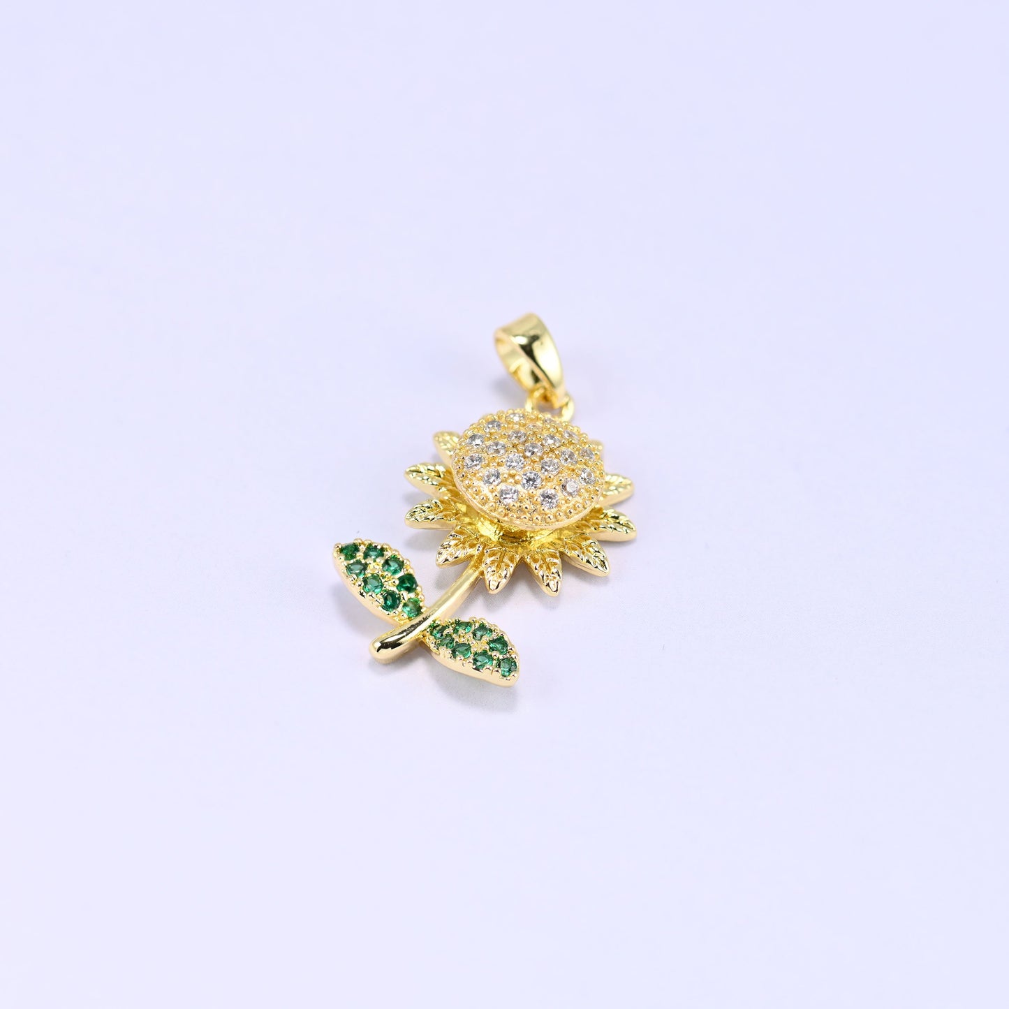 18K Gold Plated Sunflower Spinner Charm – Zircon Jewelry Making Supply