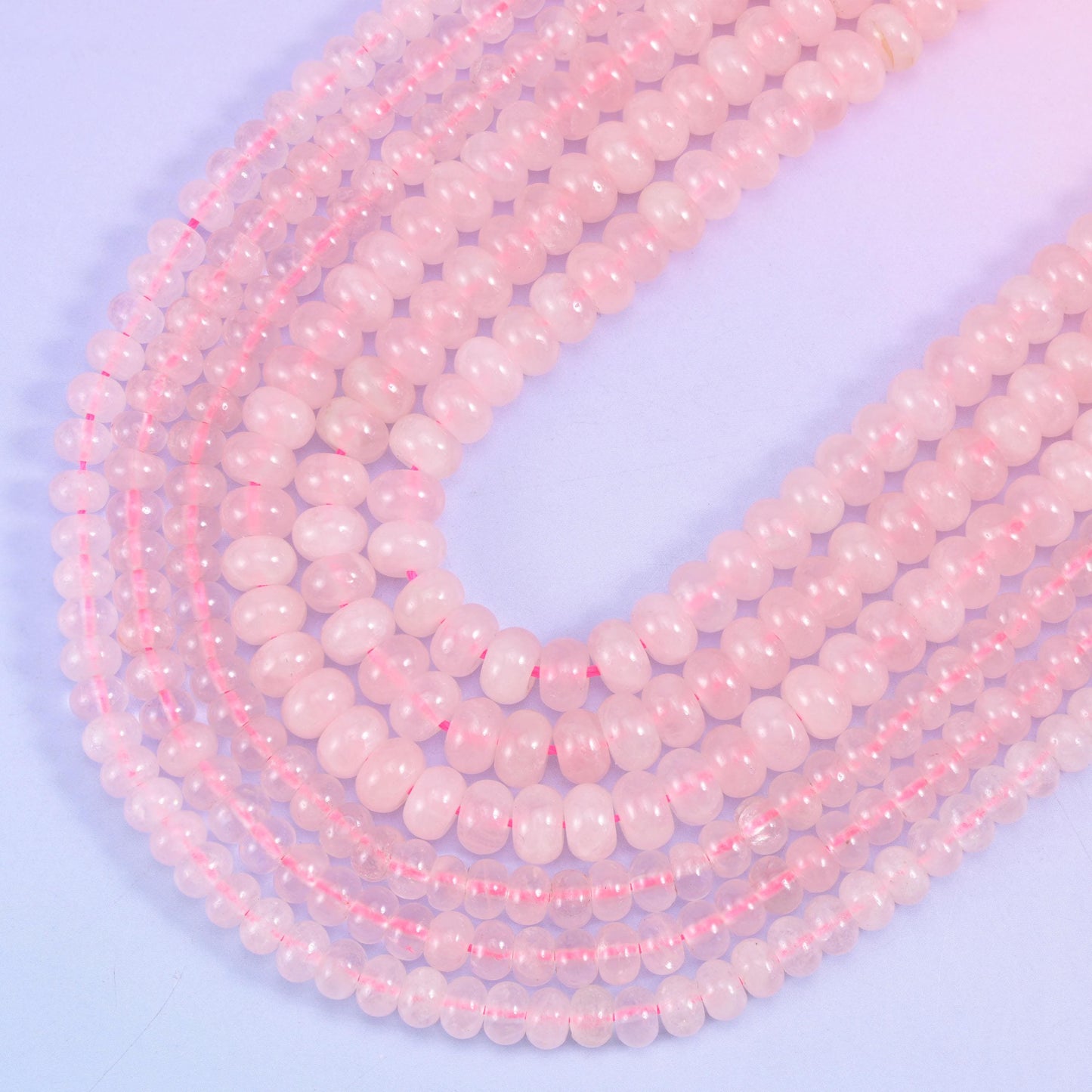 Rose Quartz rondelle beads, 1.0mm to 1.2mm centre-drilled hole