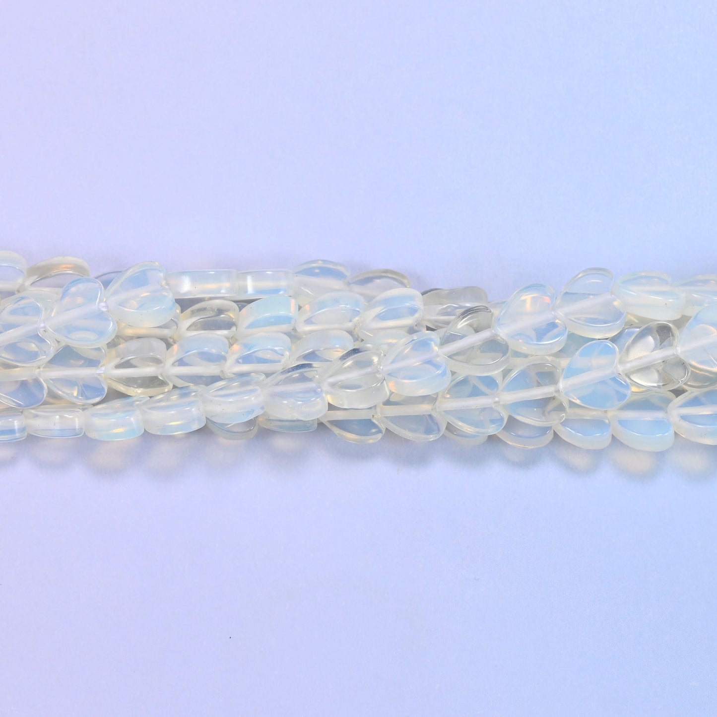 Opalite Flat Heart Beads, approximately 68 beads per strand