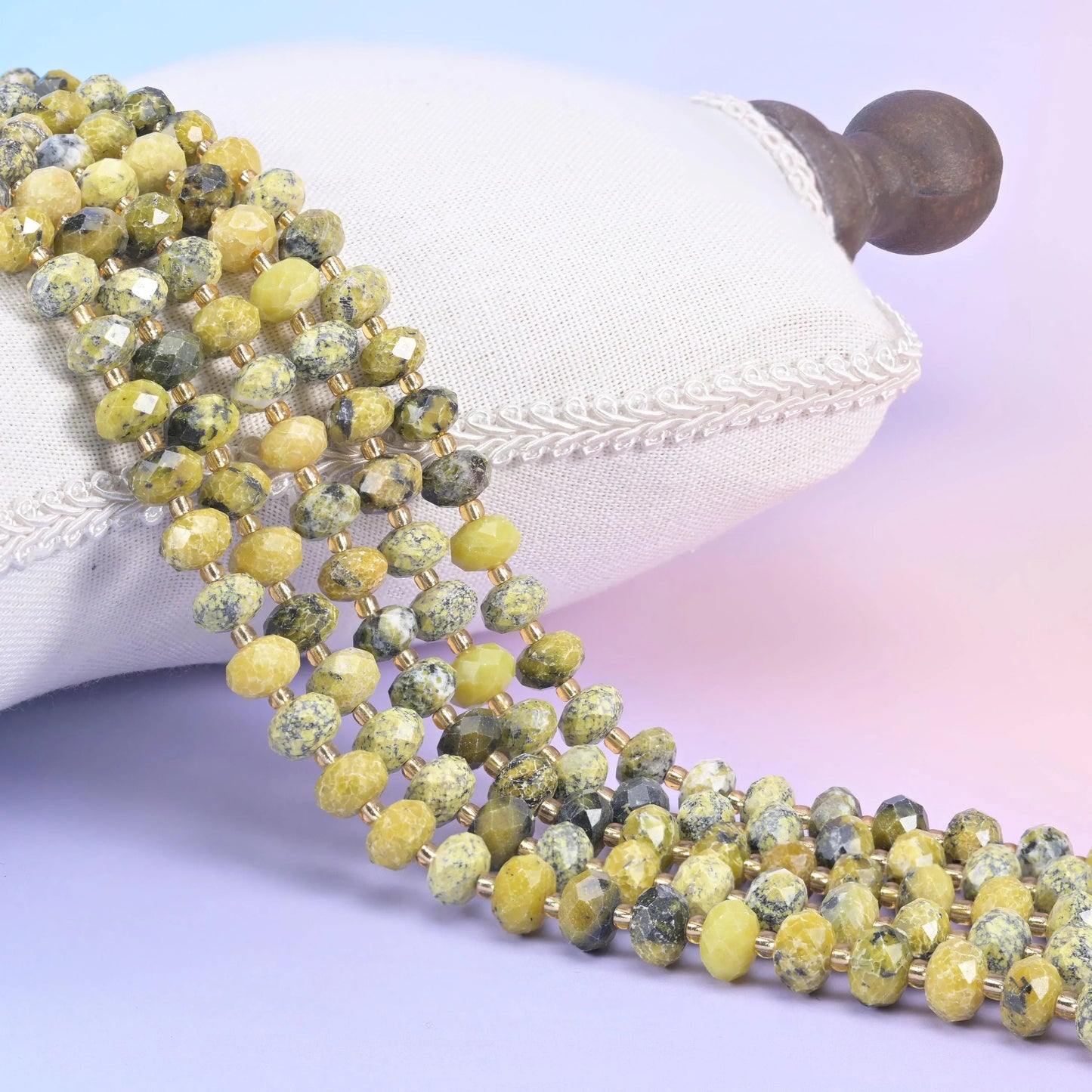 Yellow Howlite Faceted Rondelle Beads 6x10mm