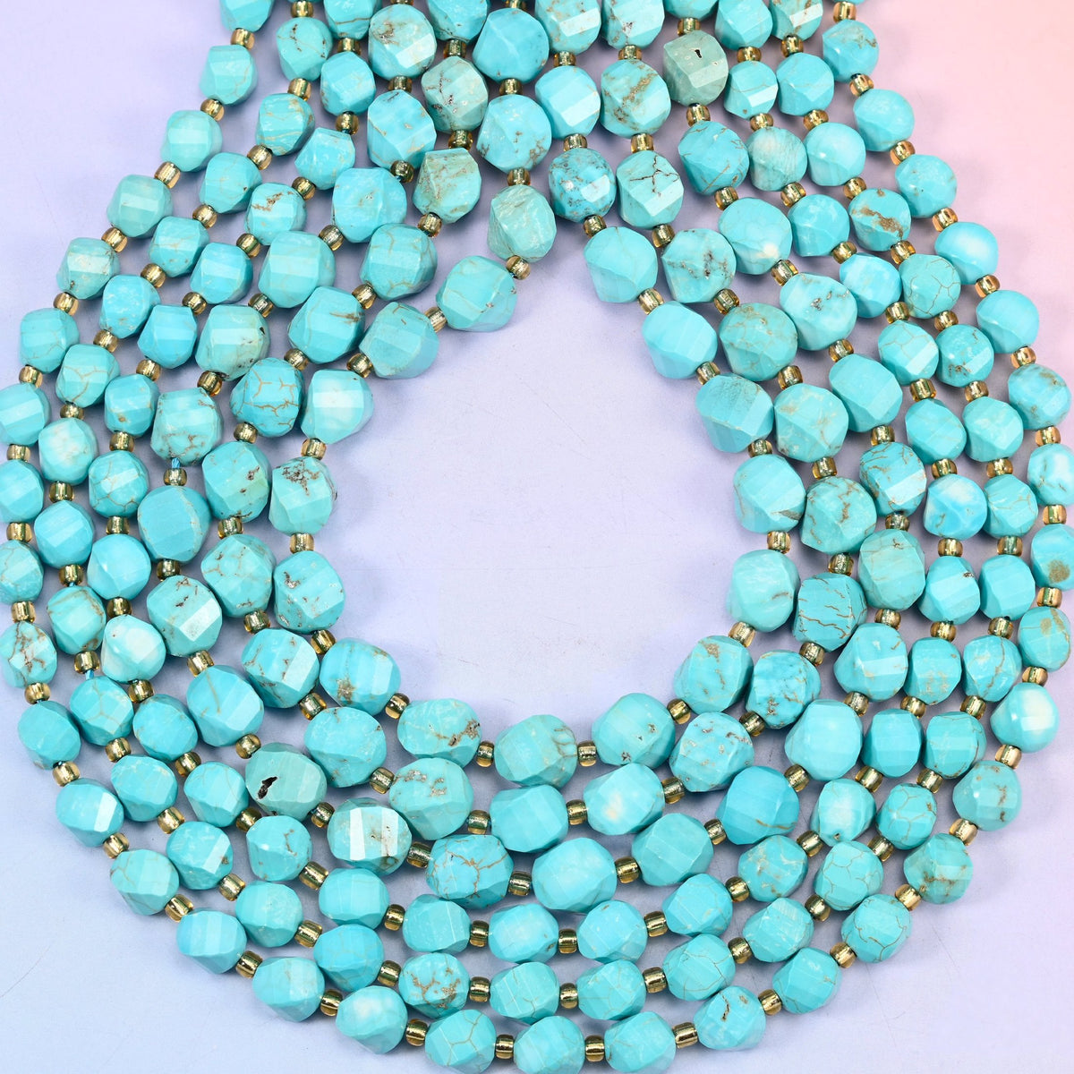 Dyed Light Blue Howlite spiral twist beads, hole approximately 1.2mm