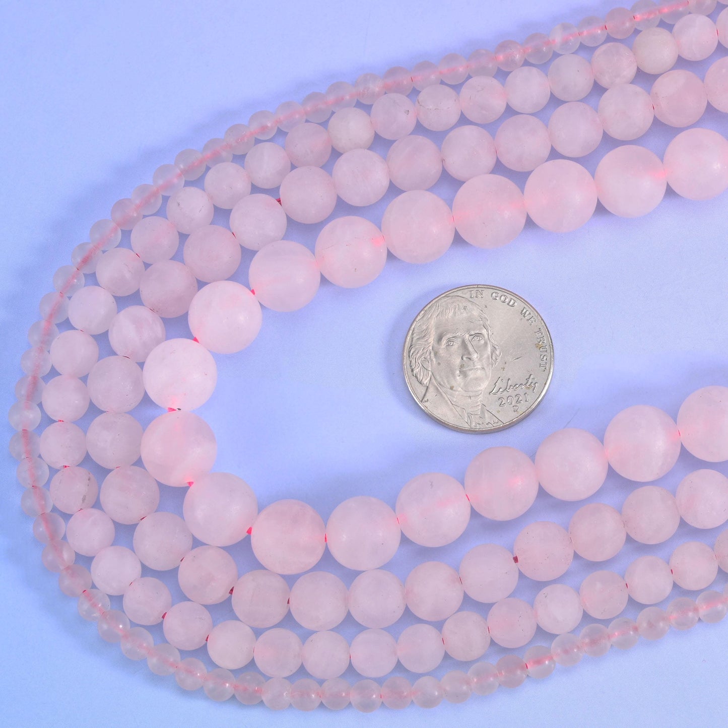 Matte round cut rose quartz beads