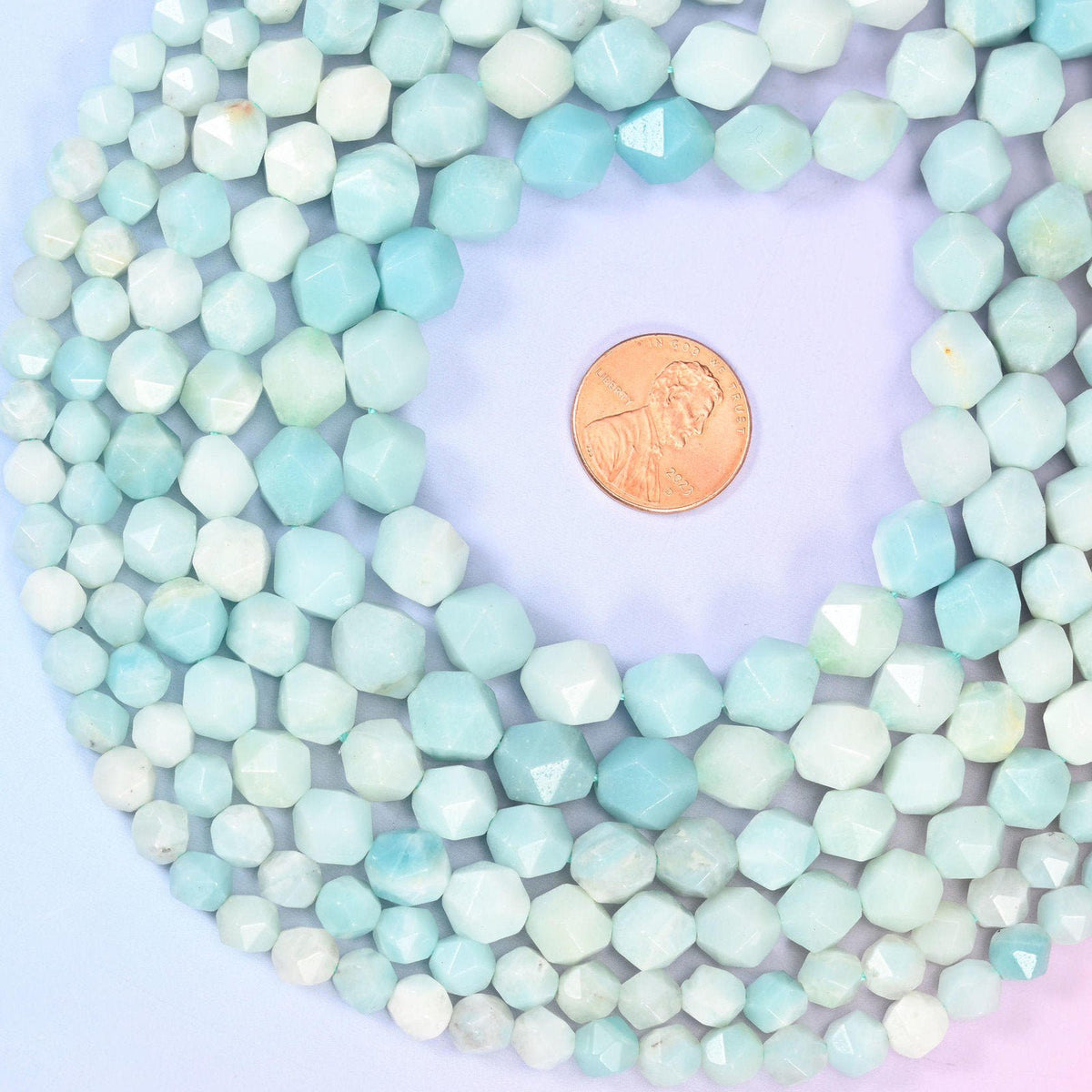 Blue Amazonite diamond star cut beads, sold per 15.5 inch strand