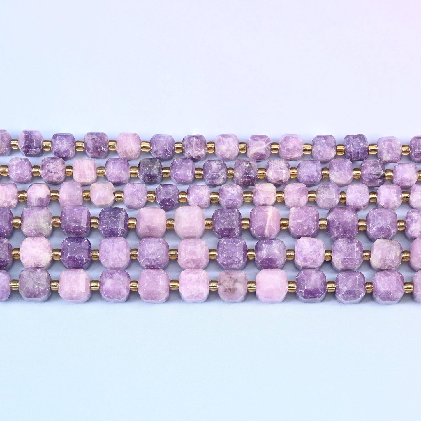 Lepidolite in lilac and dusty violet with pink-white zoning