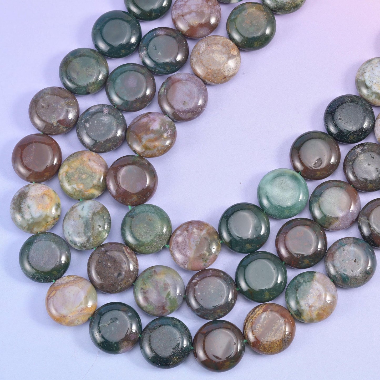 Indian Agate coin beads, 1.2mm centre-drilled hole
