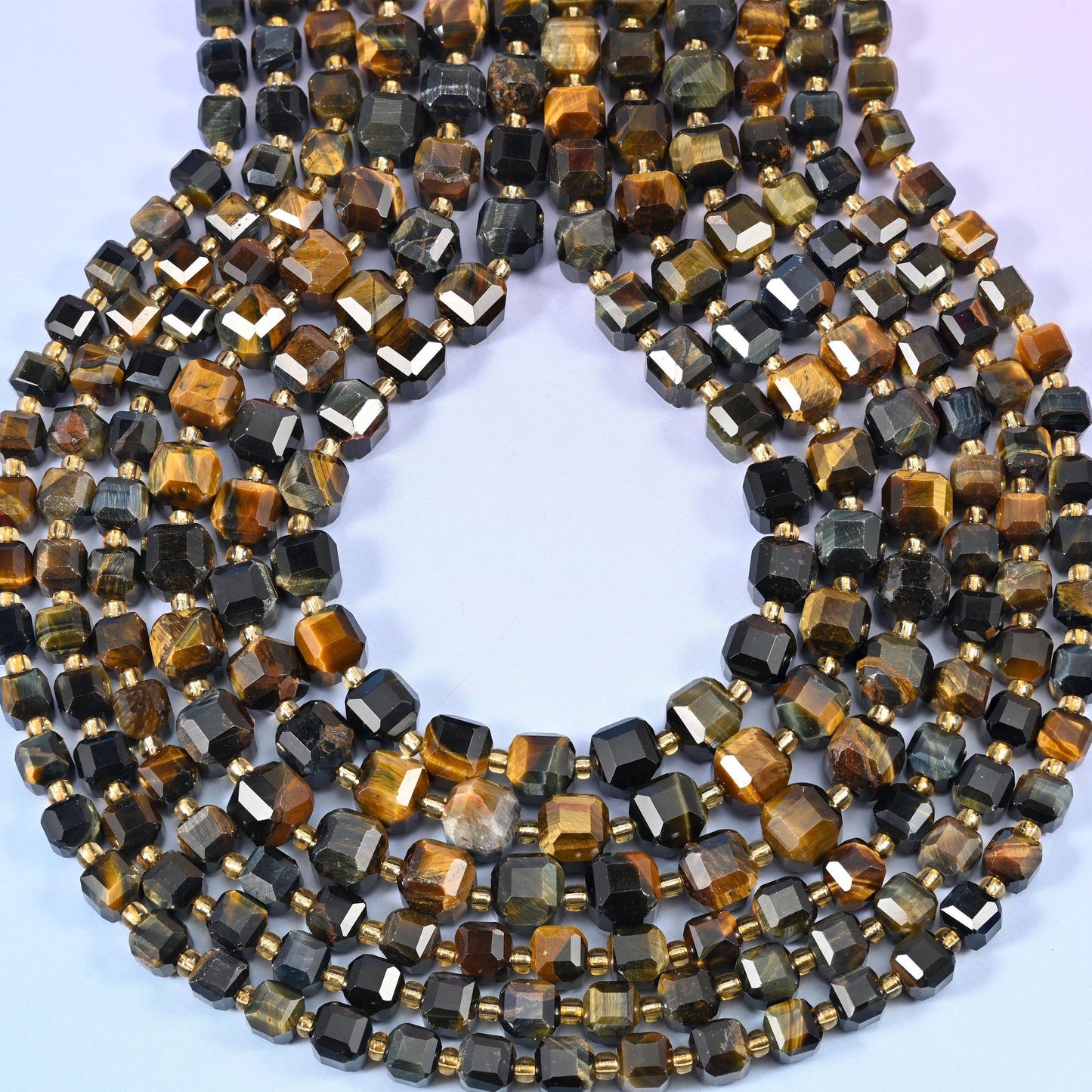 Iron Tiger Eye Faceted Cube Beads, approximately 1.2mm hole