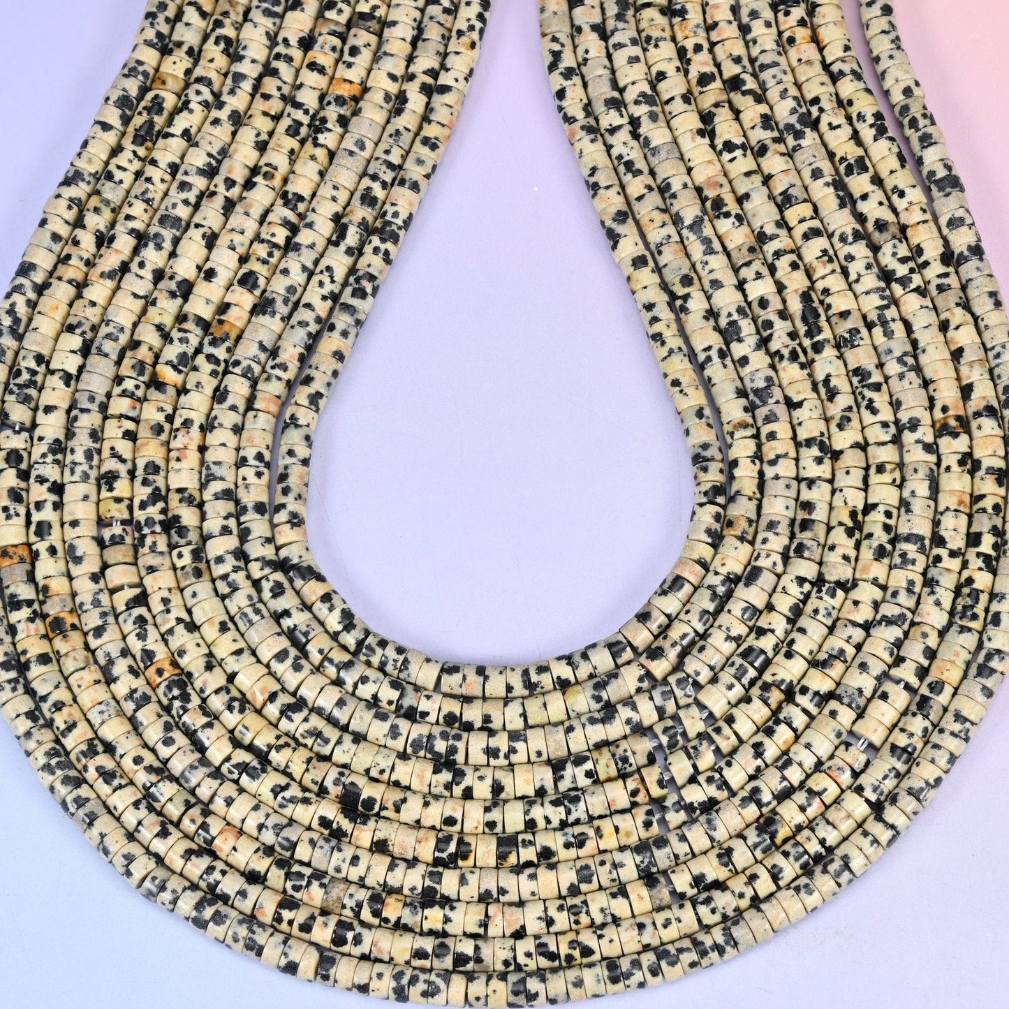 Dalmatian Jasper Smooth Heishi Disc Beads, hole approximately 1.0mm