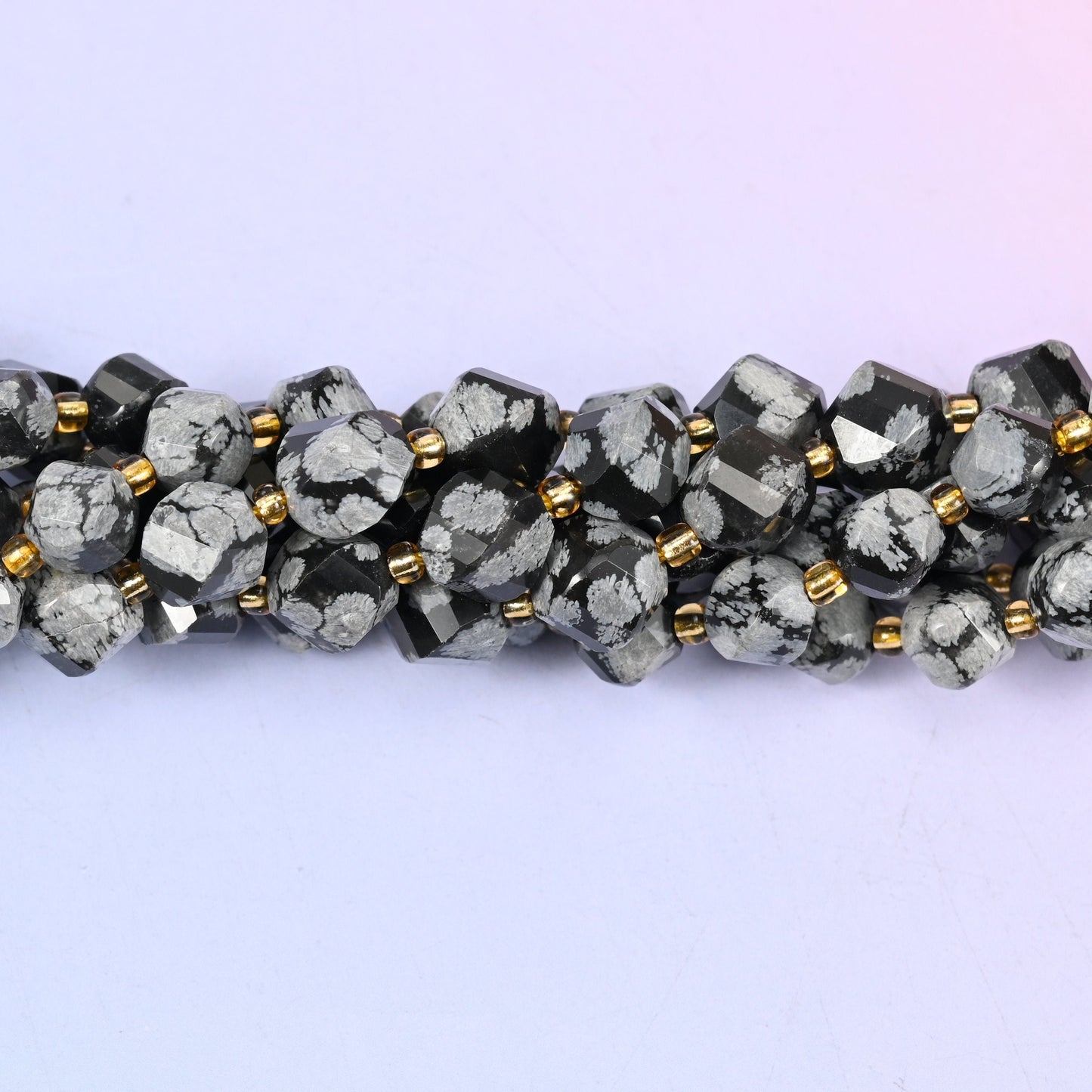 Snowflake Jasper Faceted Spiral Twist Beads, 8mm approximately 38 beads / 10mm approximately 31 beads