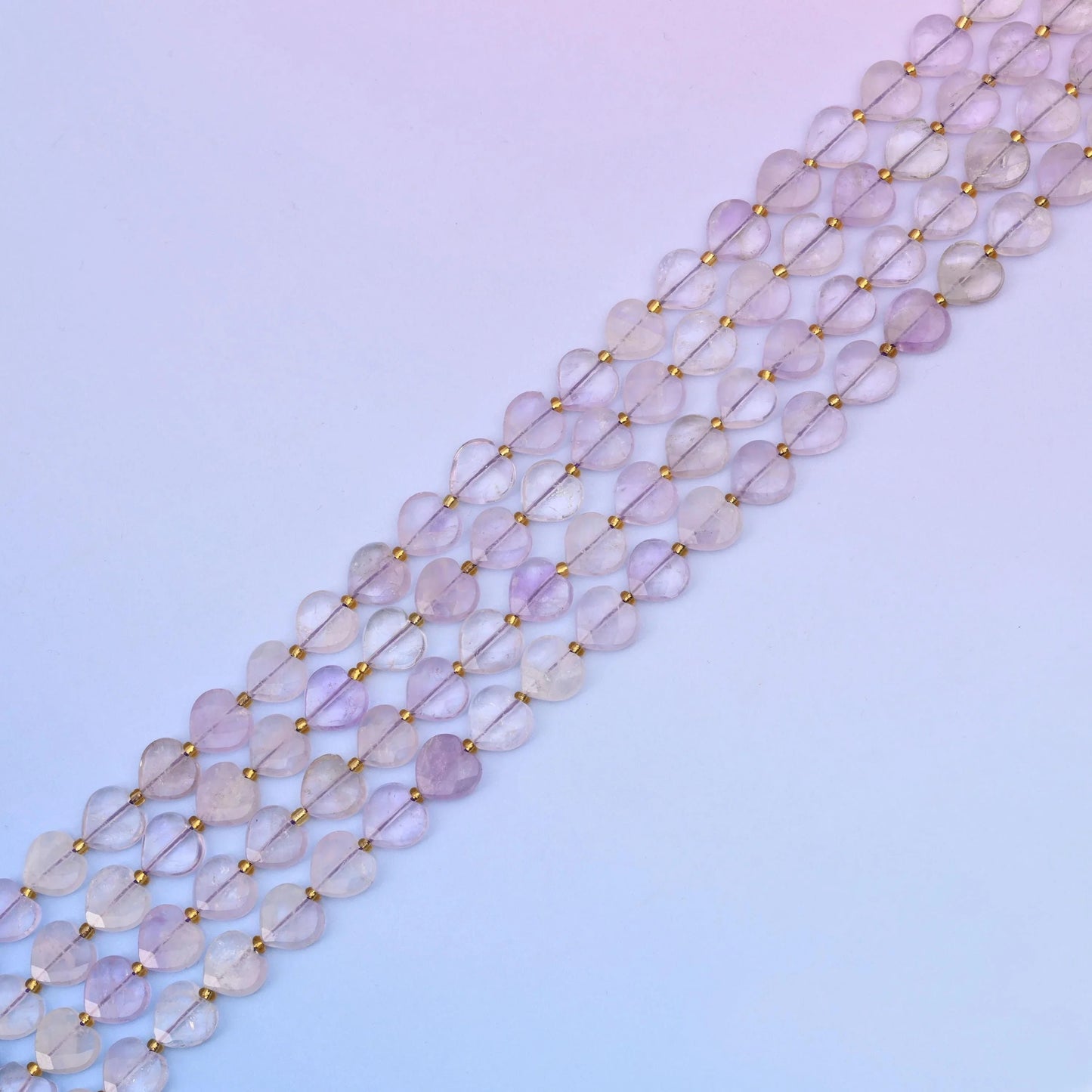Lavender amethyst beads in pale frosted lilac