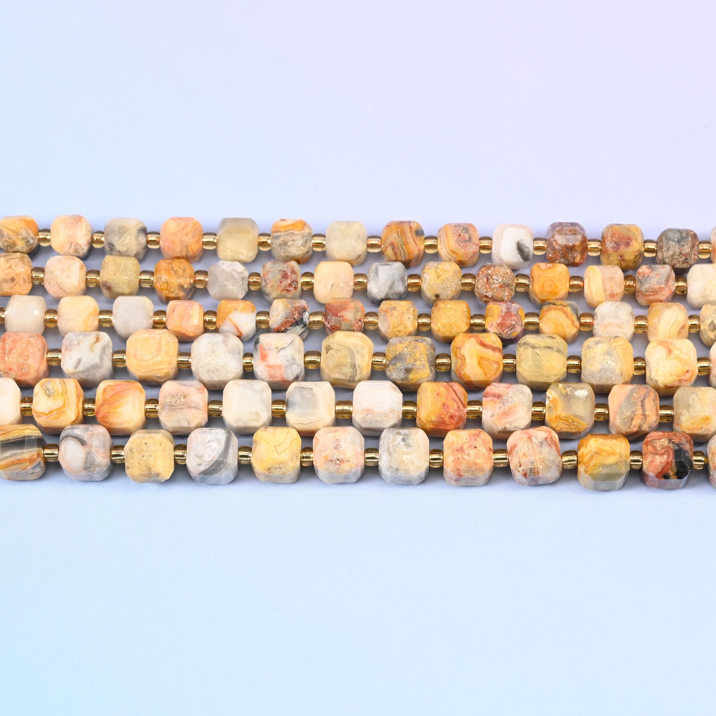 Crazy Agate beads in sandy beige and cream with apricot and rust banding