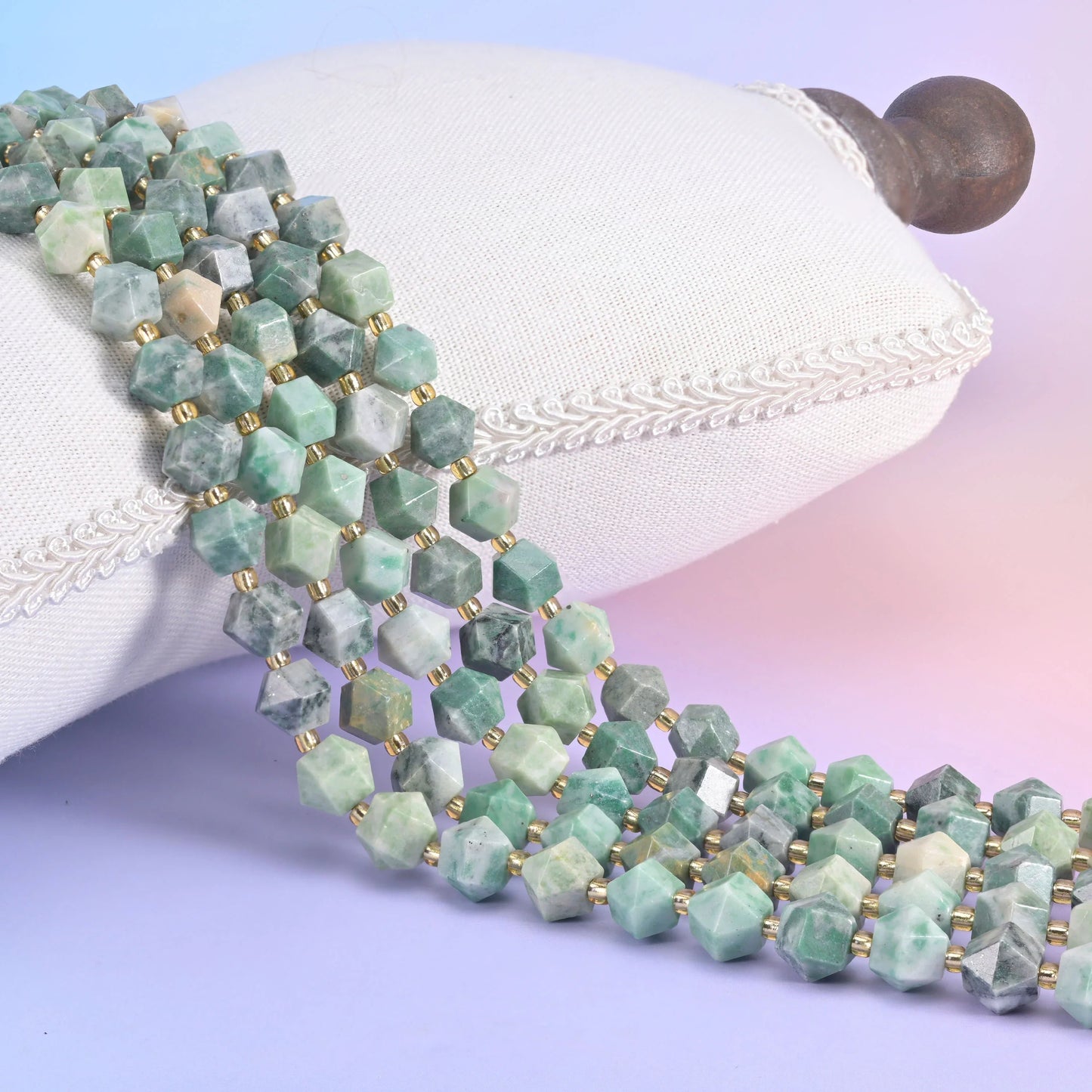 Diamond Cut Gemstone Beads, stone choices include orange carnelian and plum tourmaline.