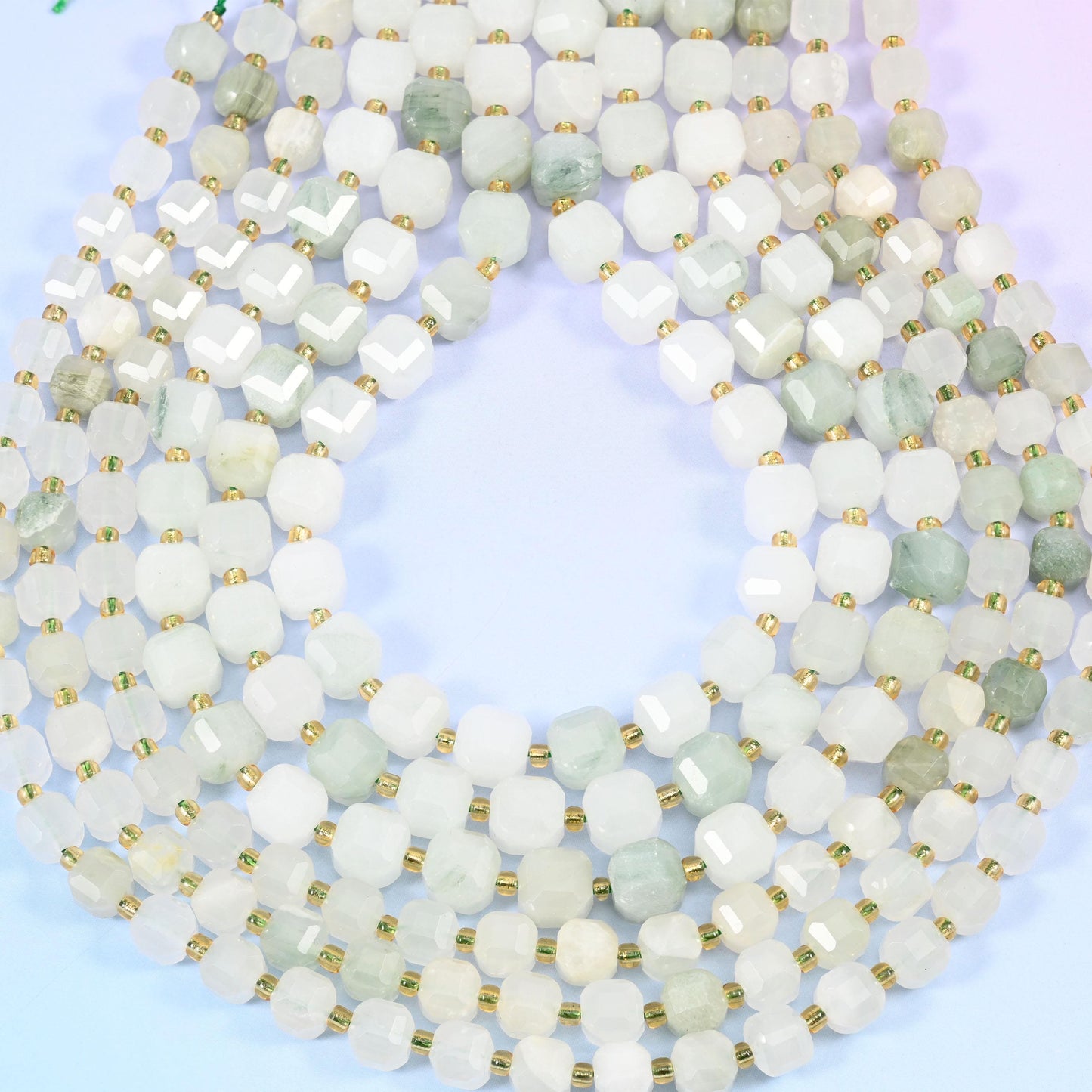 Tianshan Jade Faceted Cube Beads, approximately 1.2mm hole