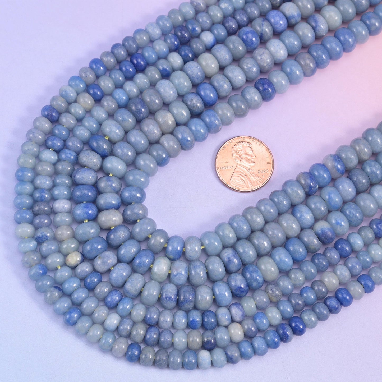 Blue Aventurine Smooth Rondelle Beads 4x6mm 5x8mm, 15.5 inch strand