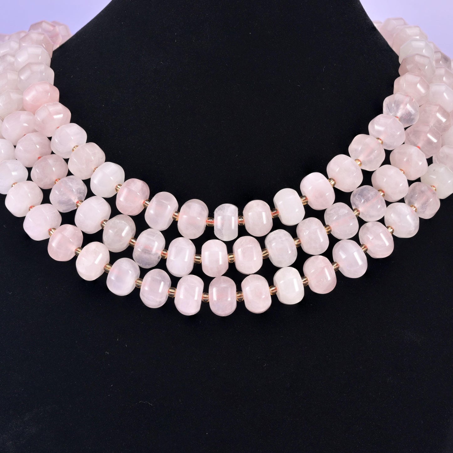 Rose quartz pumpkin beads in soft translucent blush pink