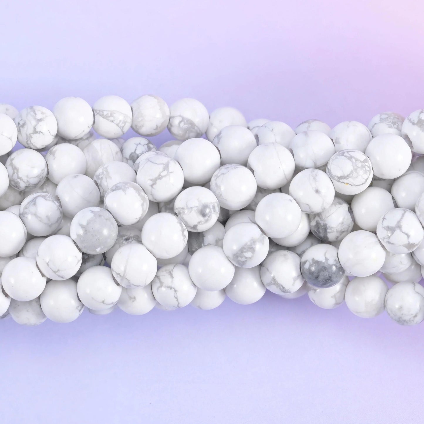 White Howlite Large Hole Round Beads 6mm 8mm 10mm, 8 inch half strand