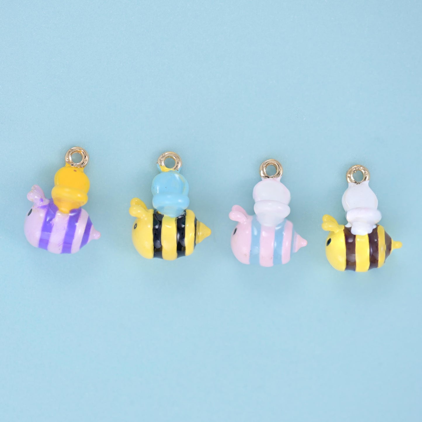 Enamel Bumble Bee Charm 13x11mm, folded wings and a domed head