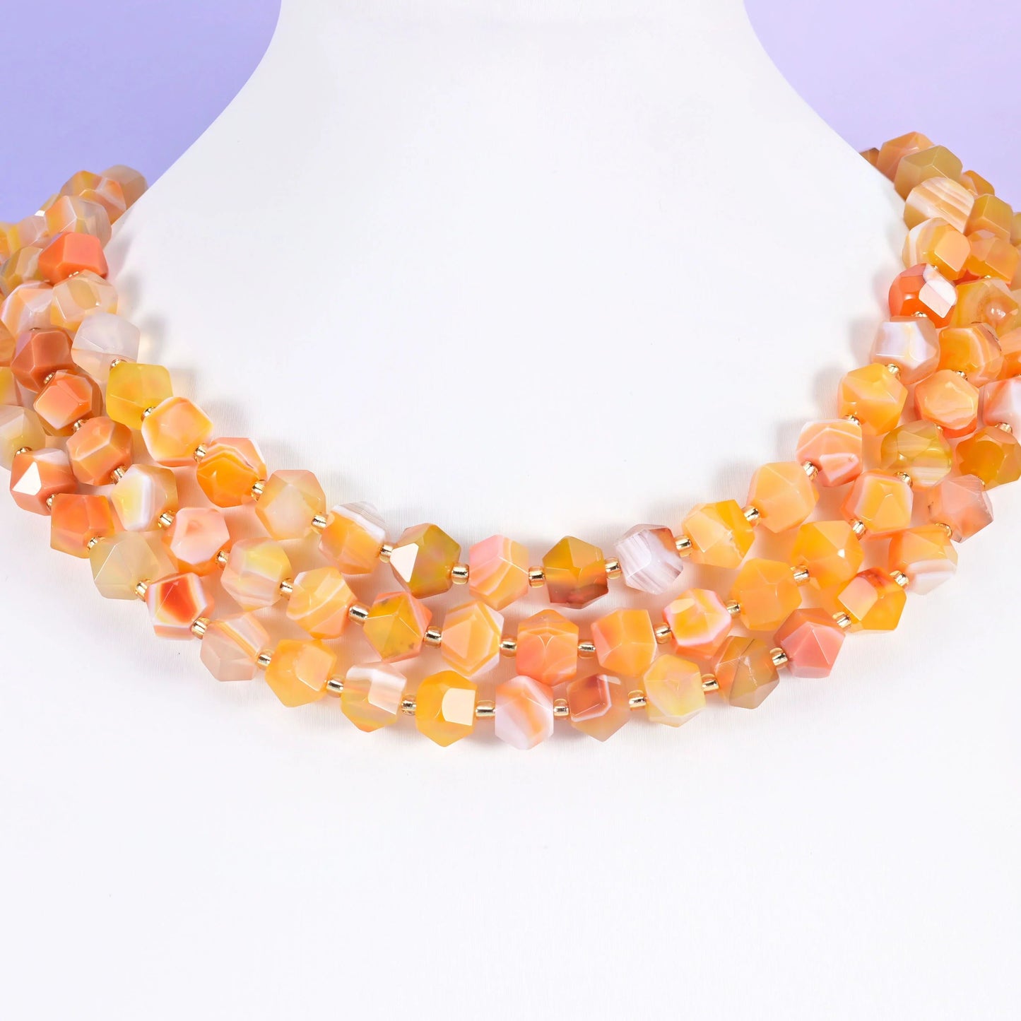 Faceted Diamond Cut Gemstone Beads 10mm, approximately 36 beads per strand