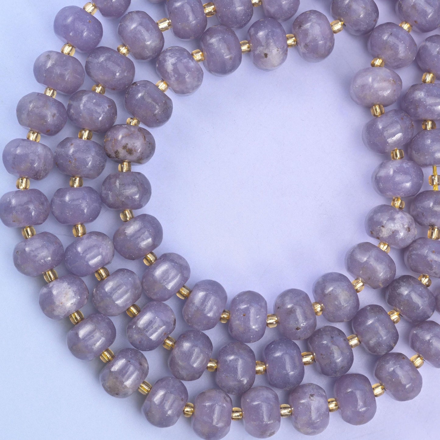 Lepidolite Pumpkin Rondelle Beads, approximately 35 beads per 15 inch strand