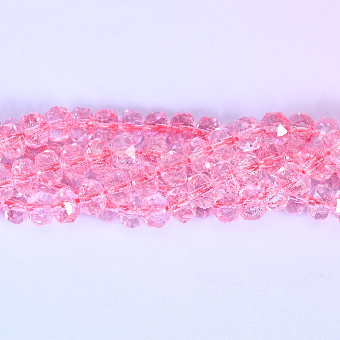 Transparent Pink Faceted Rondelle Glass Beads for jewelry making