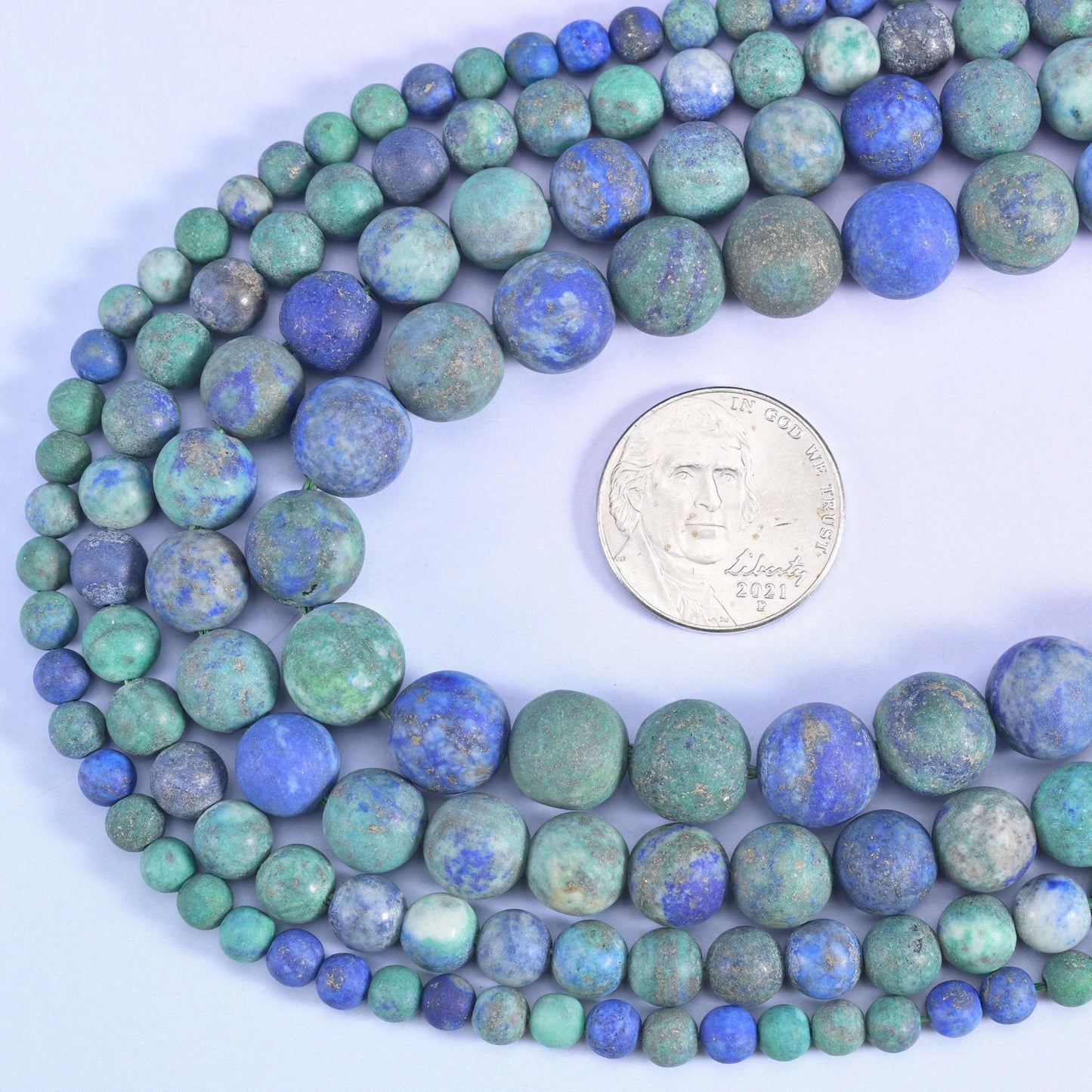 Phoenix lapis matte round beads, 15 inch strand