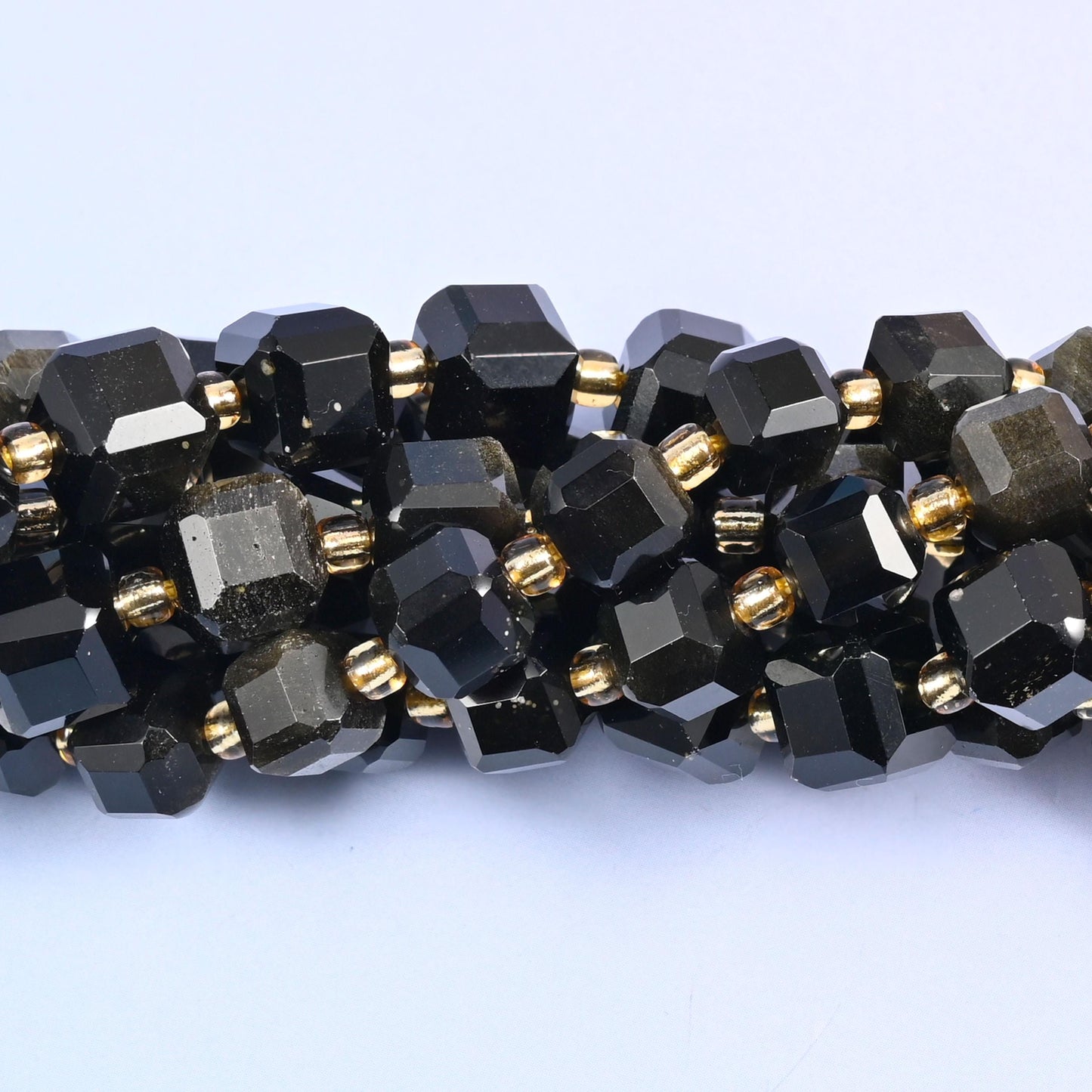 Gold Obsidian Faceted Cube Beads, approximately 43 beads per 15 inch strand in 6mm