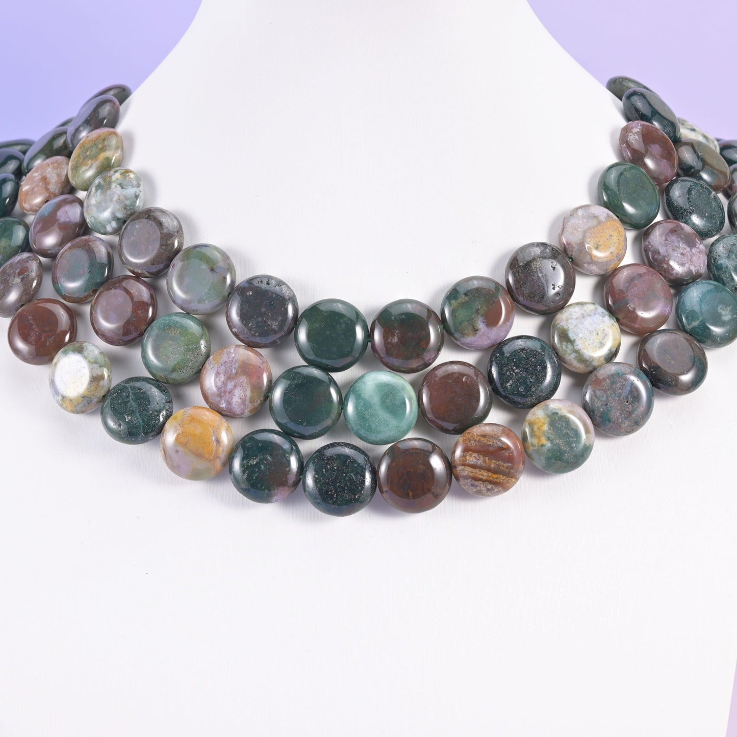 Indian Agate beads, coin shape, 15mm
