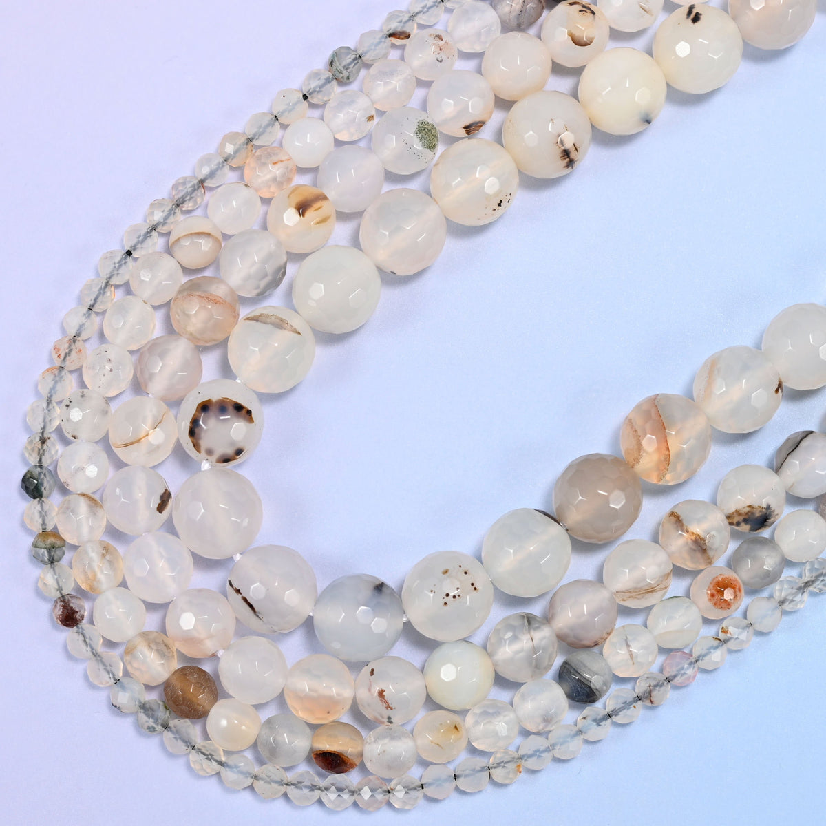 Black Flower Agate Faceted Round Beads 4mm 6mm 8mm 10mm, 15 inch strand