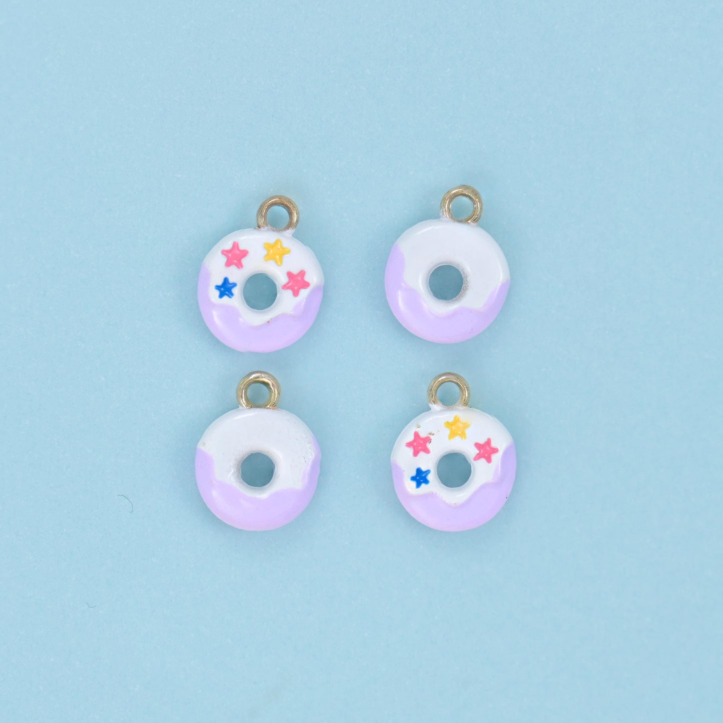 Enamel Star Sprinkle Donut Charms: 18K Gold Filled, DIY Jewelry Making Supply