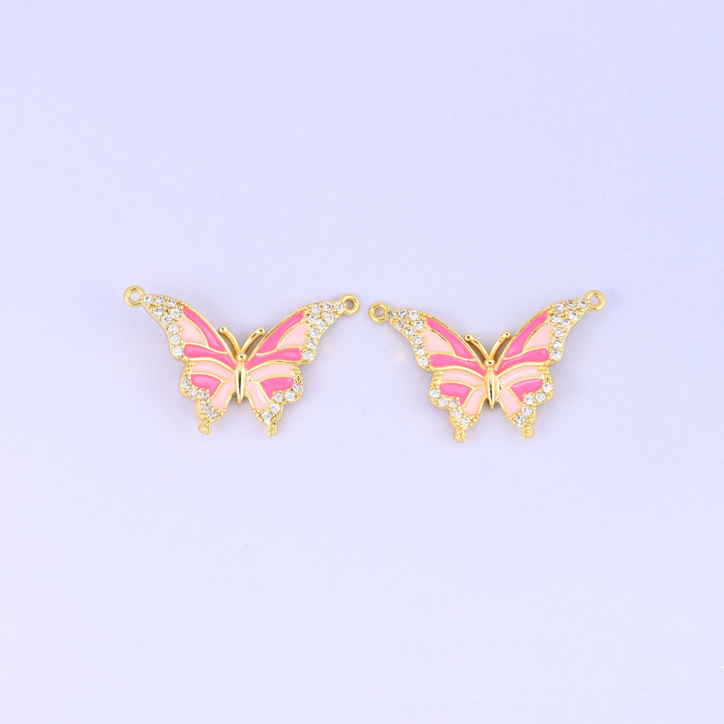 Enamel Butterfly Double Connector Pendants: 18K Gold Plated, Jewelry Making Supply