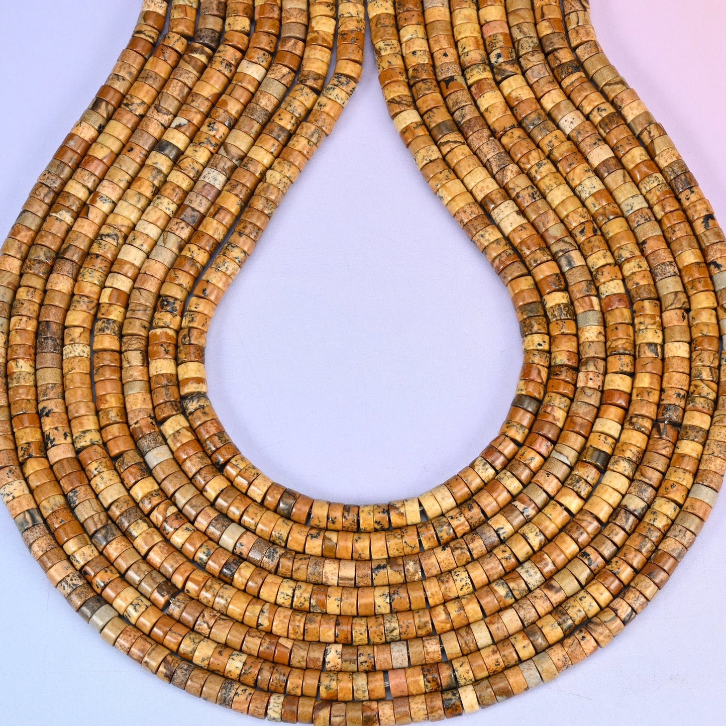 Picture Jasper Smooth Heishi Disc Beads, hole approximately 1.0mm