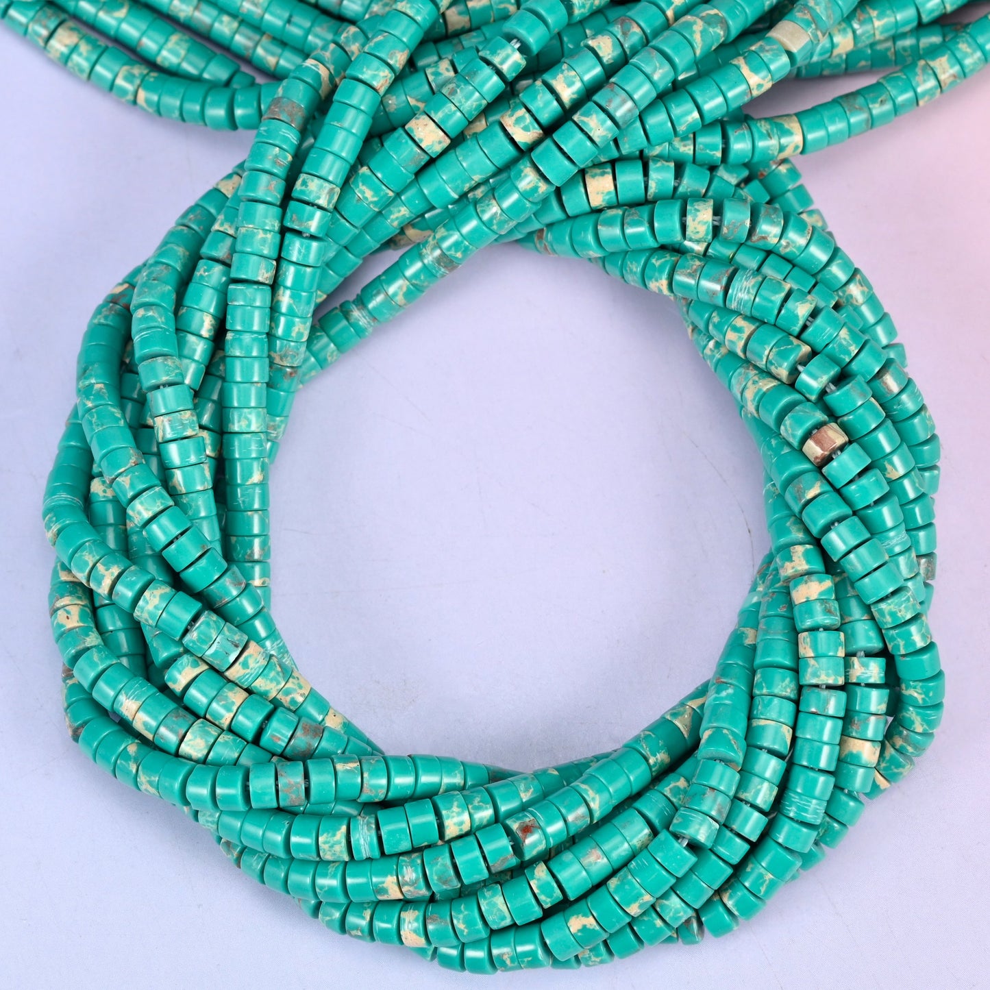 Green Shoushan Stone Smooth Heishi Disc Beads: Jewelry Making Supply, 15.5 Inch Strand