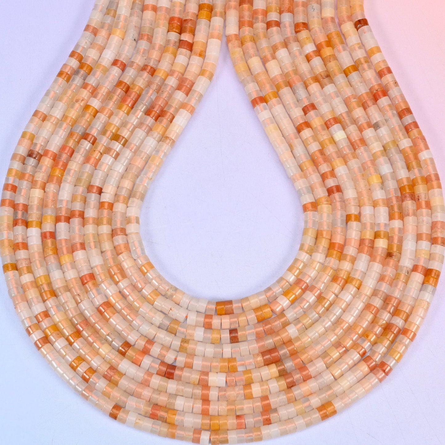 Pink Aventurine Smooth Heishi Disc Beads, hole 1.0mm