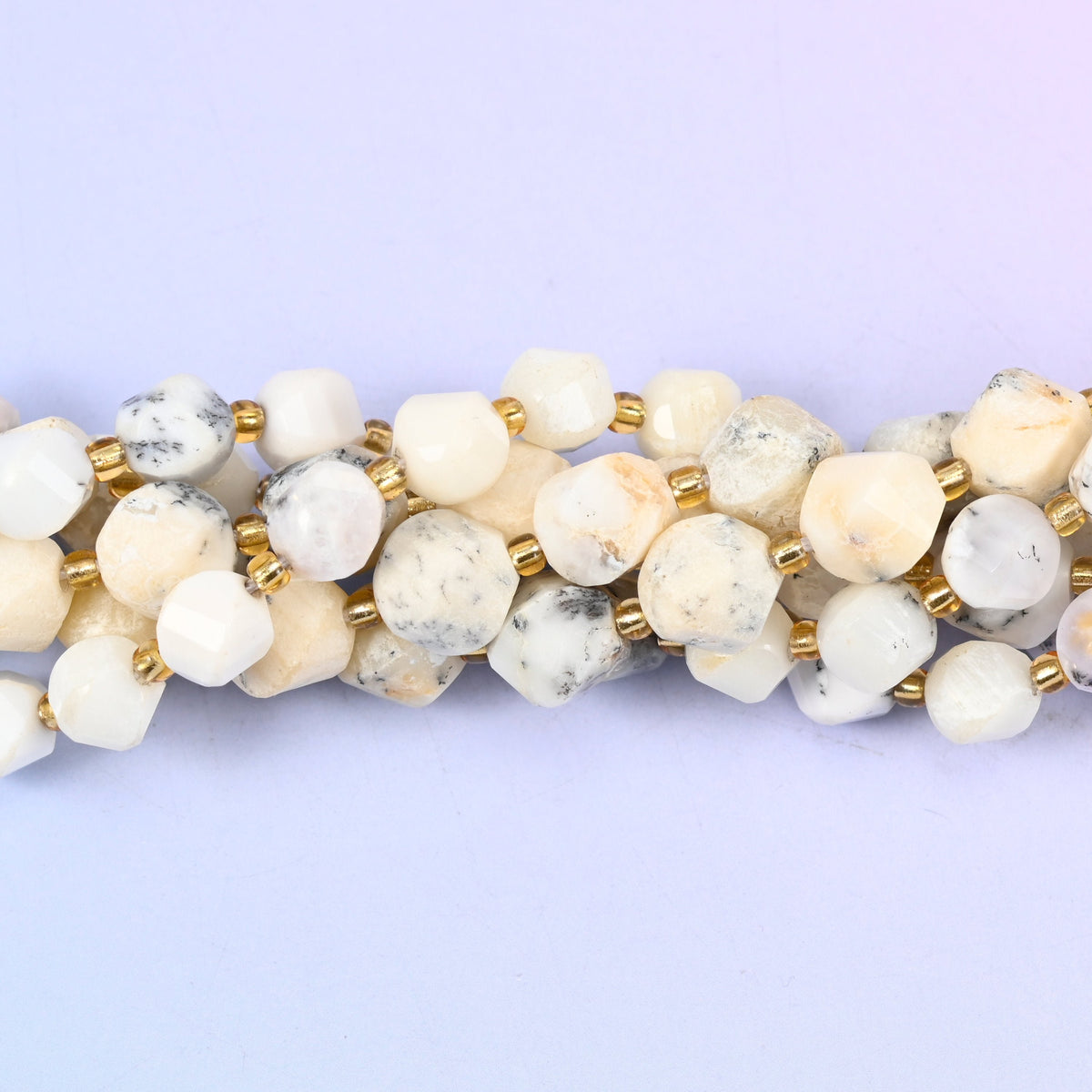 White Opal Faceted Spiral Twist Beads, 8mm approximately 38 beads / 10mm approximately 31 beads