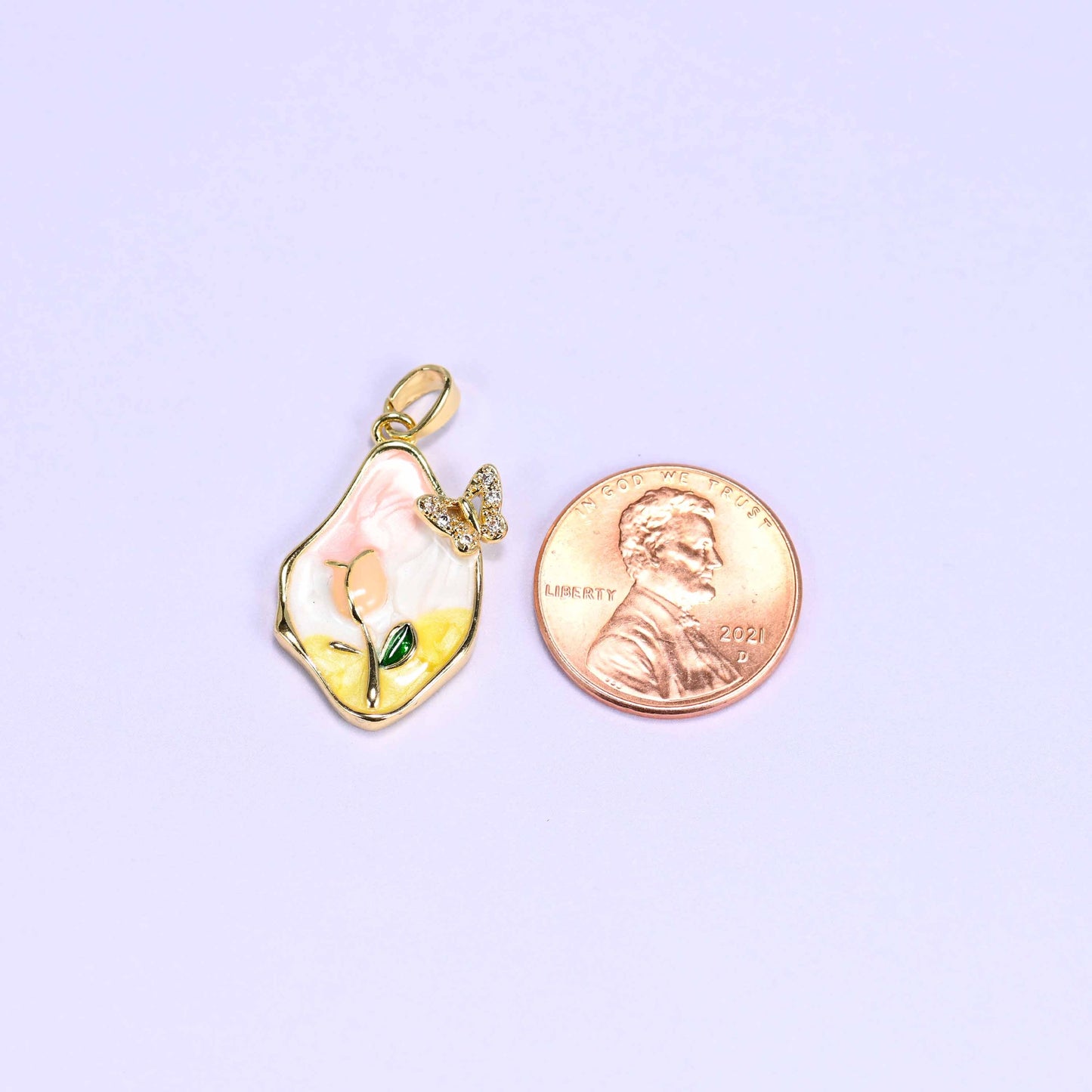 18K gold plated tulip butterfly charm, sold individually