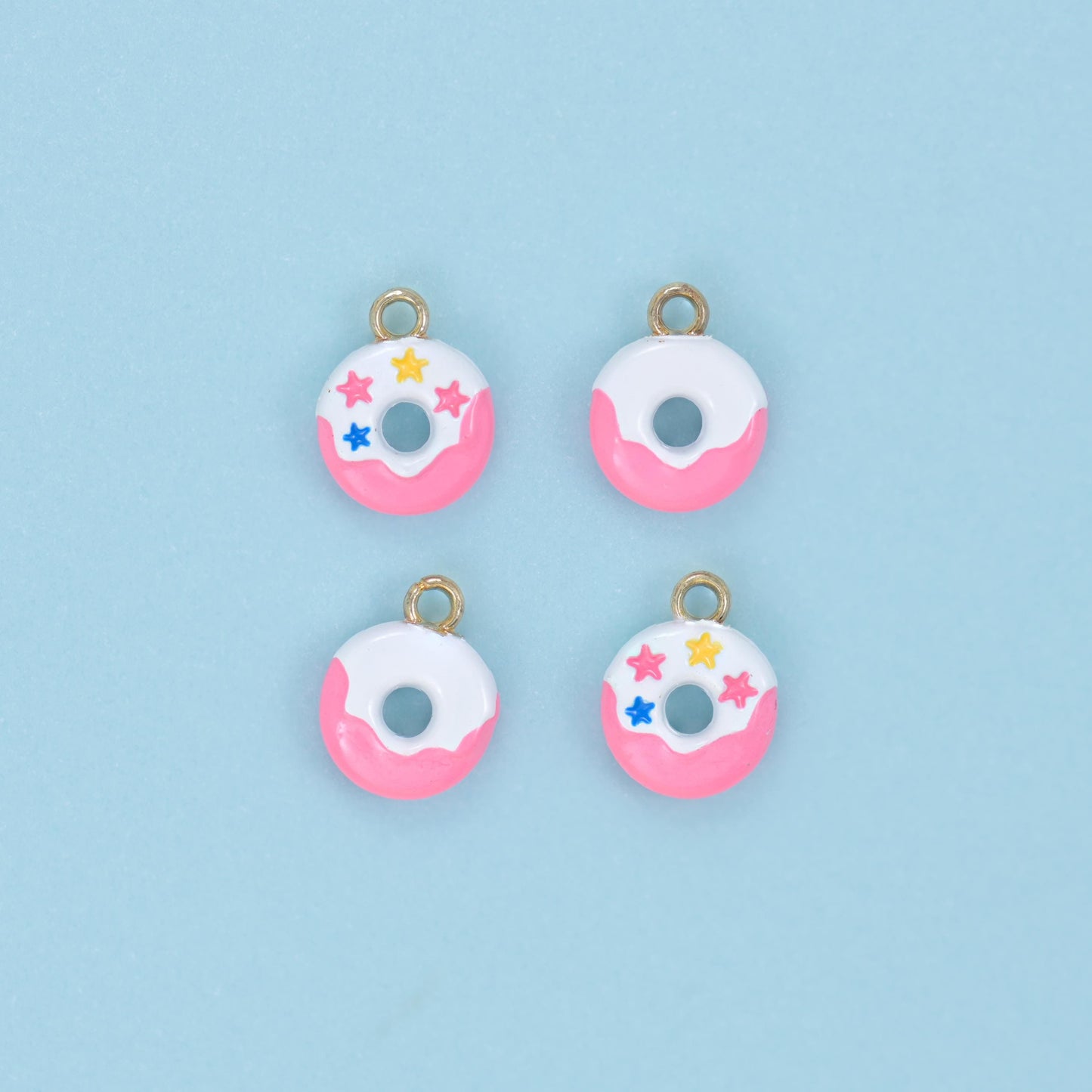 Enamel Star Sprinkle Donut Charm 10x8mm, attached top loop for hanging